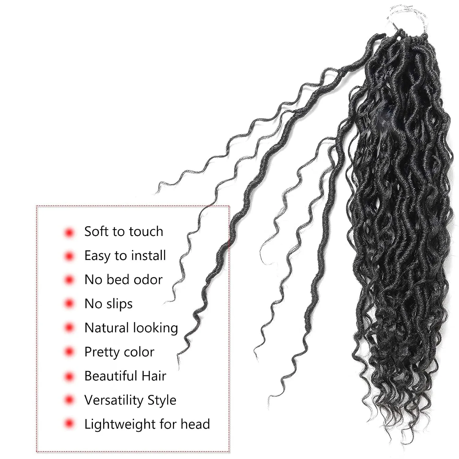 Short Boho Goddess Locs Crochet Hair, 14 Inch 5 Packs Curly Faux Locs Crochet Hair For Black Women, Soft Pre Looped/Prelooped Black Hippie Locs Crotchet Hair With Curly Ends(14”,1B#)
