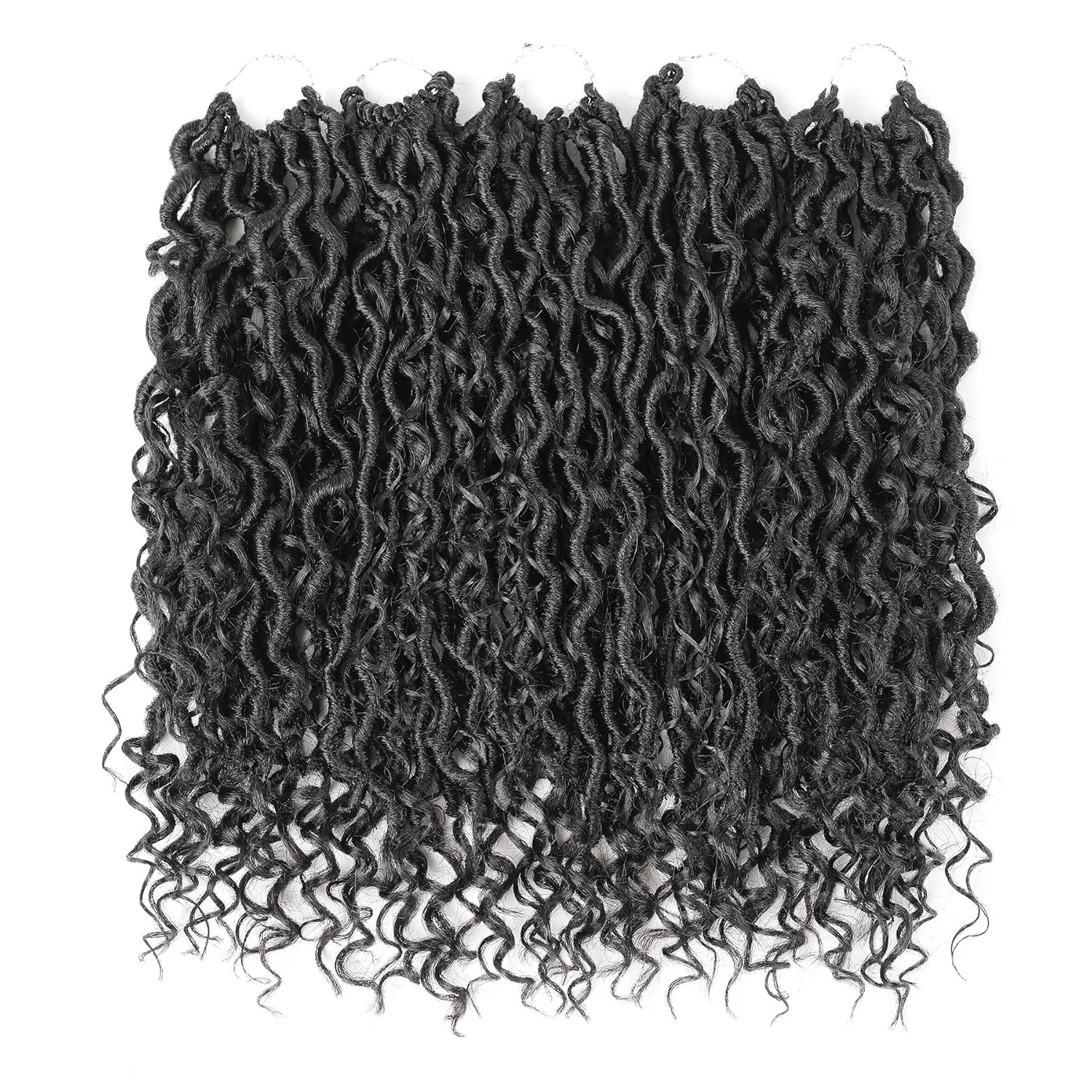Short Boho Goddess Locs Crochet Hair, 14 Inch 5 Packs Curly Faux Locs Crochet Hair For Black Women, Soft Pre Looped/Prelooped Black Hippie Locs Crotchet Hair With Curly Ends(14”,1B#)