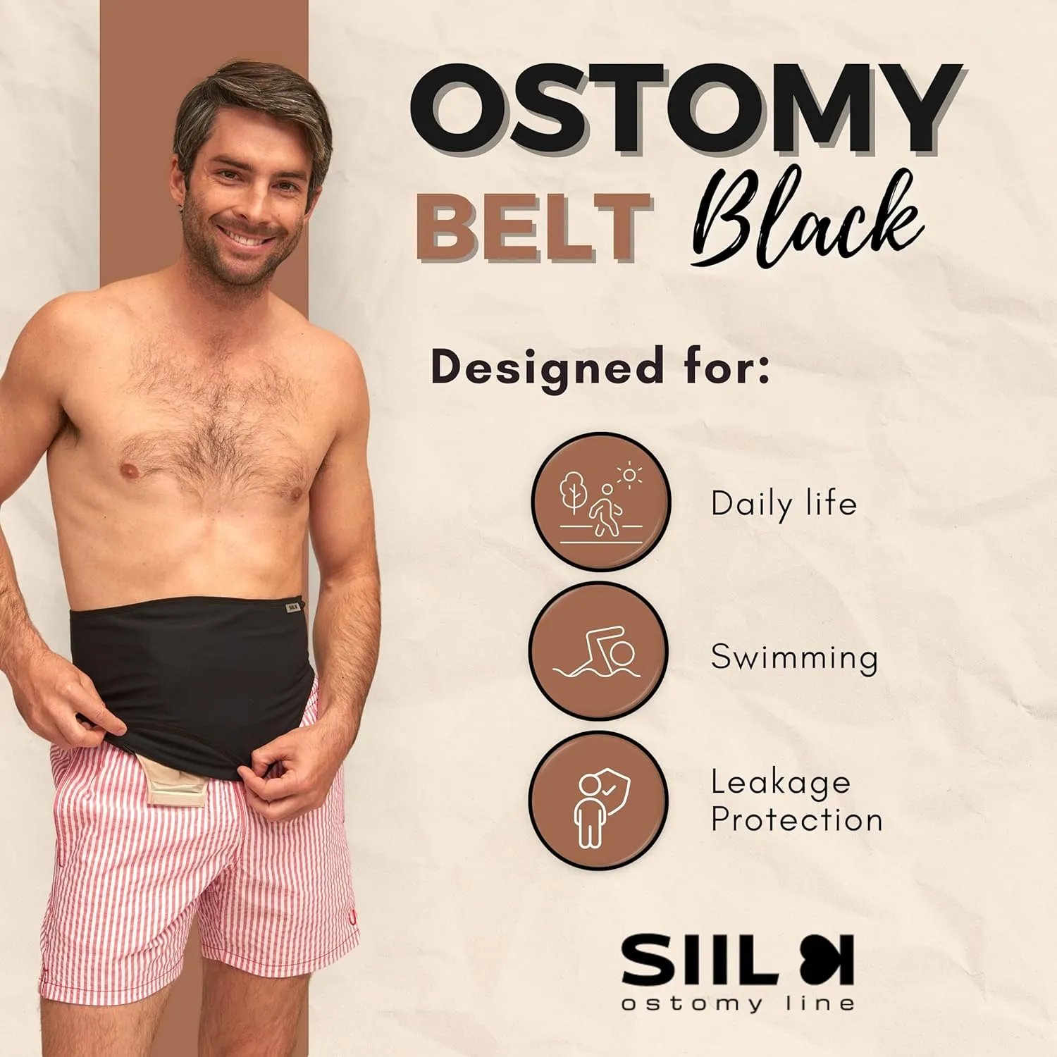 SIIL Ostomy Belt for Men & Women | FSA & FHA Approved | Premium Ostomy Bag Covers | Sports & Swimming | Colostomy Belts, Illeostomy Covers | Ostomy Wrap (Improved Zipper & Velcros) Made in EU
