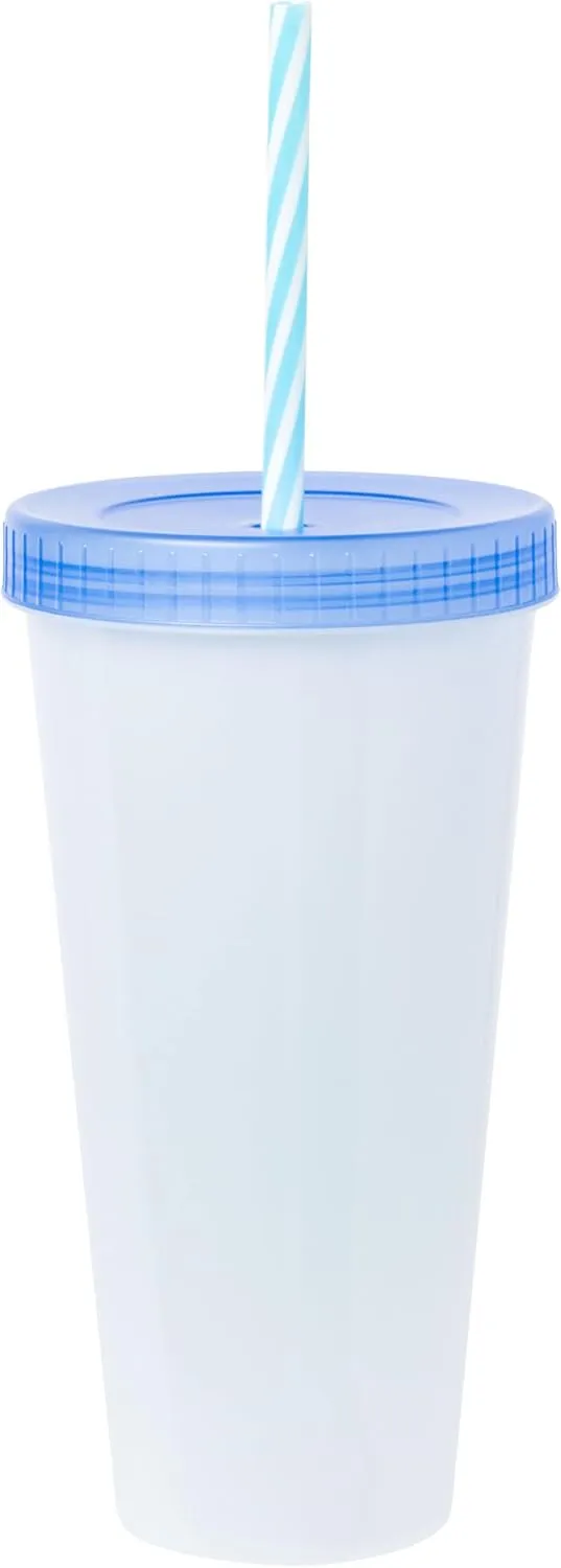 Silver Buffalo Disney Lilo and Stitch Tropical Character Poses 4 Pack Color Changing Plastic Tumbler with Lid and Reusable Straw, 24 Ounce