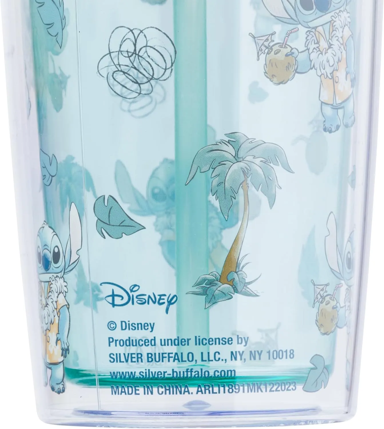 Silver Buffalo Disney Lilo and Stitch Tropical Shirt Spill Resistant Plastic Tumbler, 20 Ounces