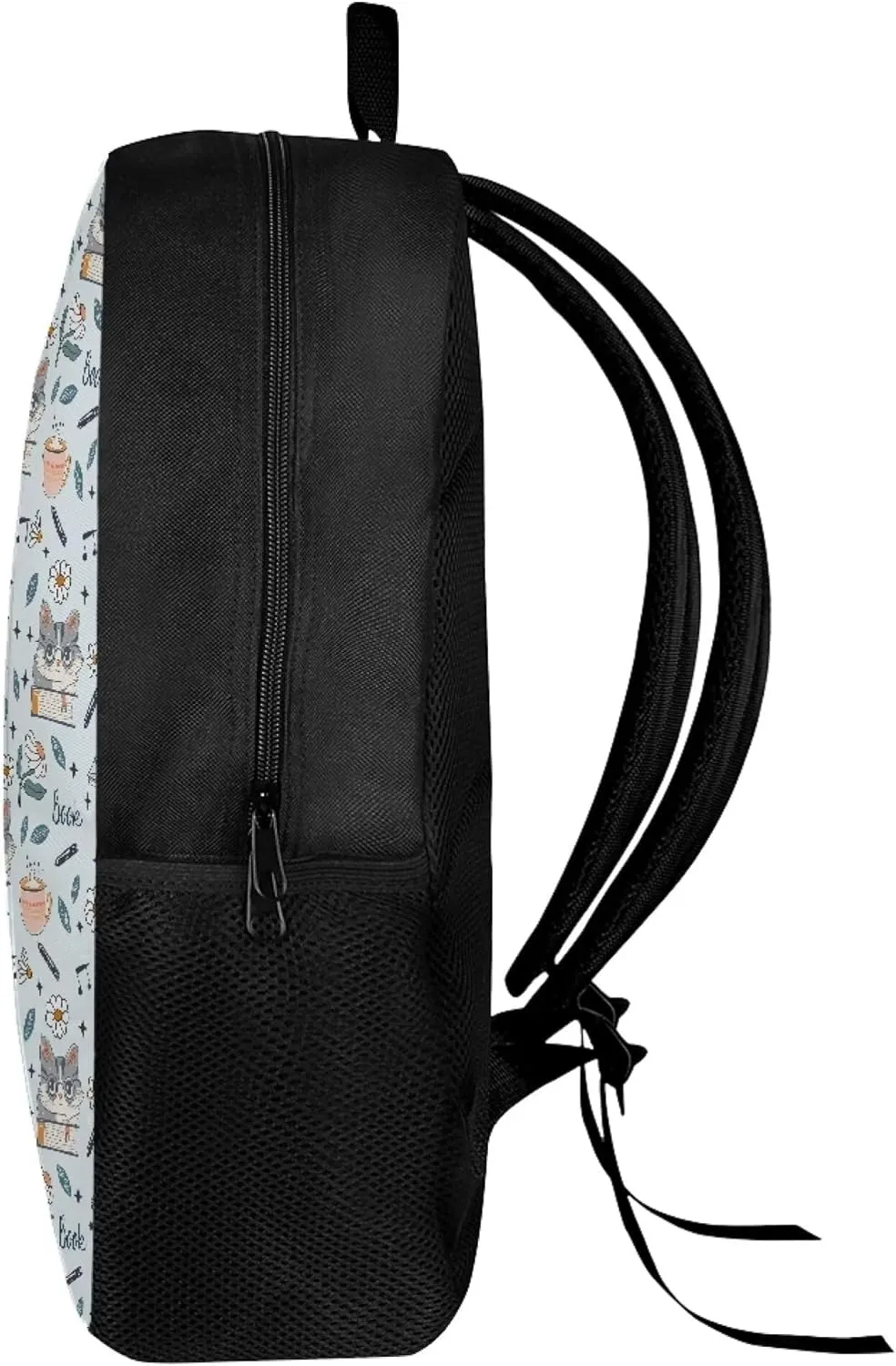 Simple School Bag for Kids Book Floral Cat Backpack for Student Cute Print Large Capacity Bookbag with Adjustable Shoulder Straps Lightweight Sturdy Backpack for Boys Girls