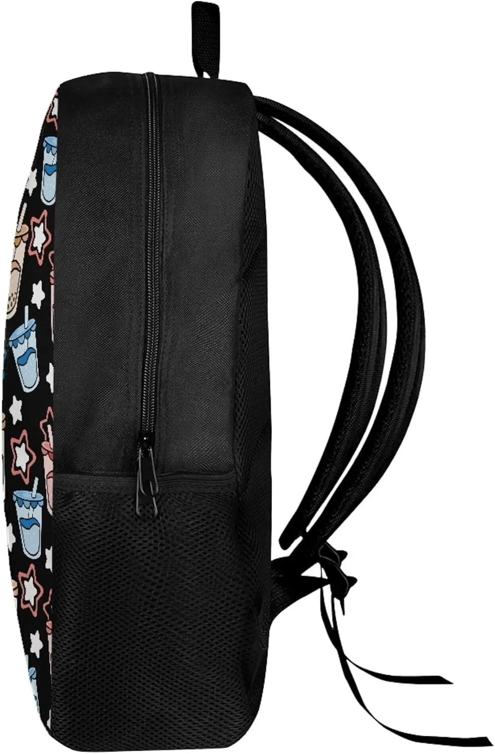 Simple School Bag for Kids Milky Tea Backpack for Student Cute Print Large Capacity Bookbag with Adjustable Shoulder Straps Lightweight Sturdy Backpack for Boys Girls