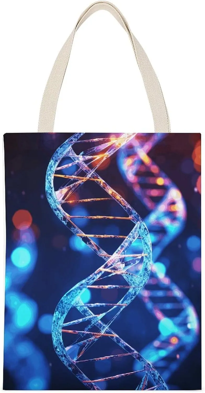 Single-sided Printed Handbag,DNA Genetic Helix Print Non-woven Canvas Tote Bag,fashionable Large-capacity Canvas Bag