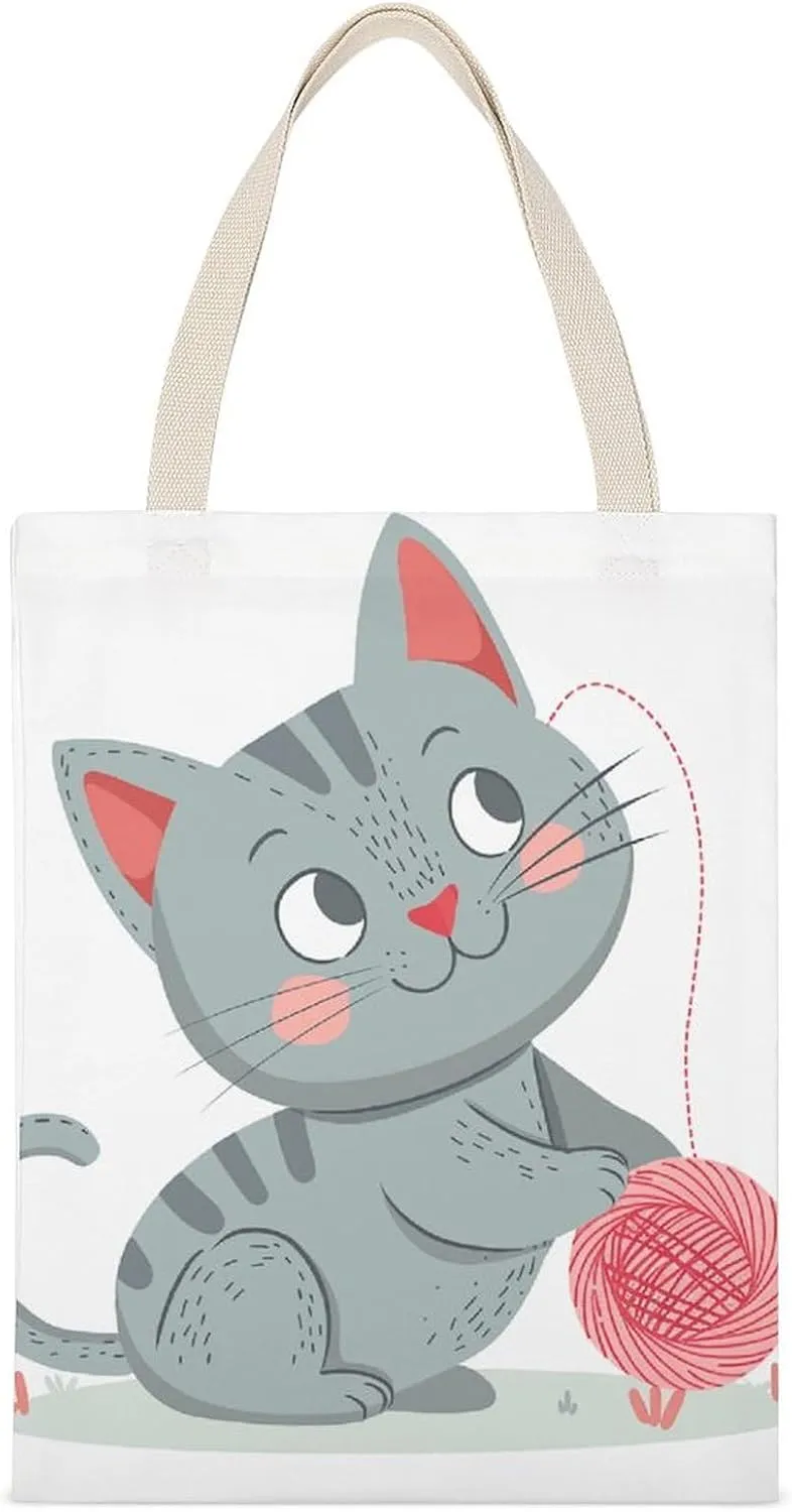Single-sided Printed Handbag,Nose Cat Print Non-woven Canvas Tote Bag,fashionable Large-capacity Canvas Bag