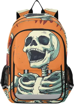 Skeleton Soda Funny Backpack for Women Men Travel Laptop Daypack Shoulder Bag Book Bag Daypack with Reflective Strip 12.9” × 17.7”