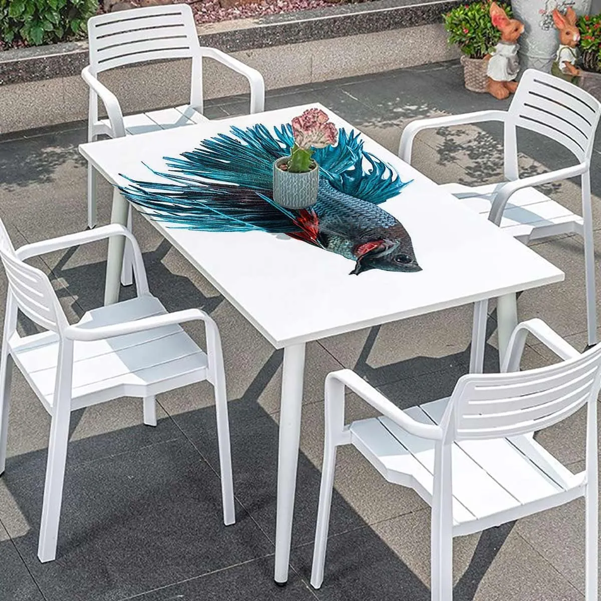 Sky Blue Dark Coral Rectangle Tables Decor Swimming Aquarium Sea Animal Rectangle Table Cloth Reusable Table Cover for Picnic Dining Decoration Fish Fits up 5 Foot Tables