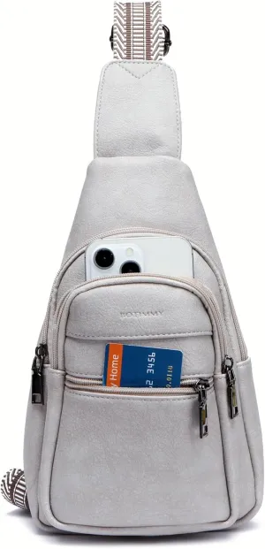 Sling Bag for Women Crossbody Purse Vegan Leather Packs Chest Bag with Adjustable Wide Strap for Travel Anti Theft Gray