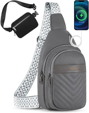 Sling Bag for Women, Leather Crossbody Bag Sling Bag Crossbody Backpack for Travel Sports Running Hiking for Man Woman
