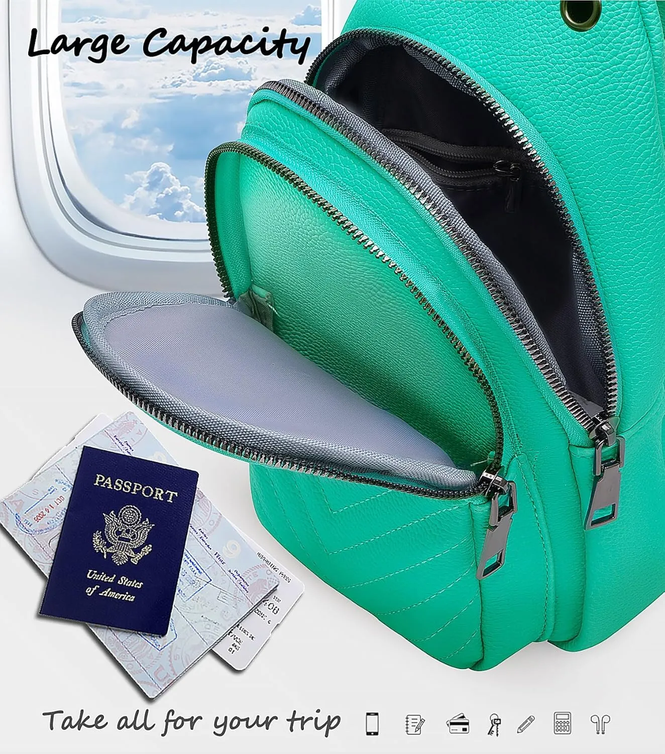 Sling Bag for Women, Leather Crossbody Bag Sling Bag Crossbody Backpack for Travel Sports Running Hiking for Man Woman