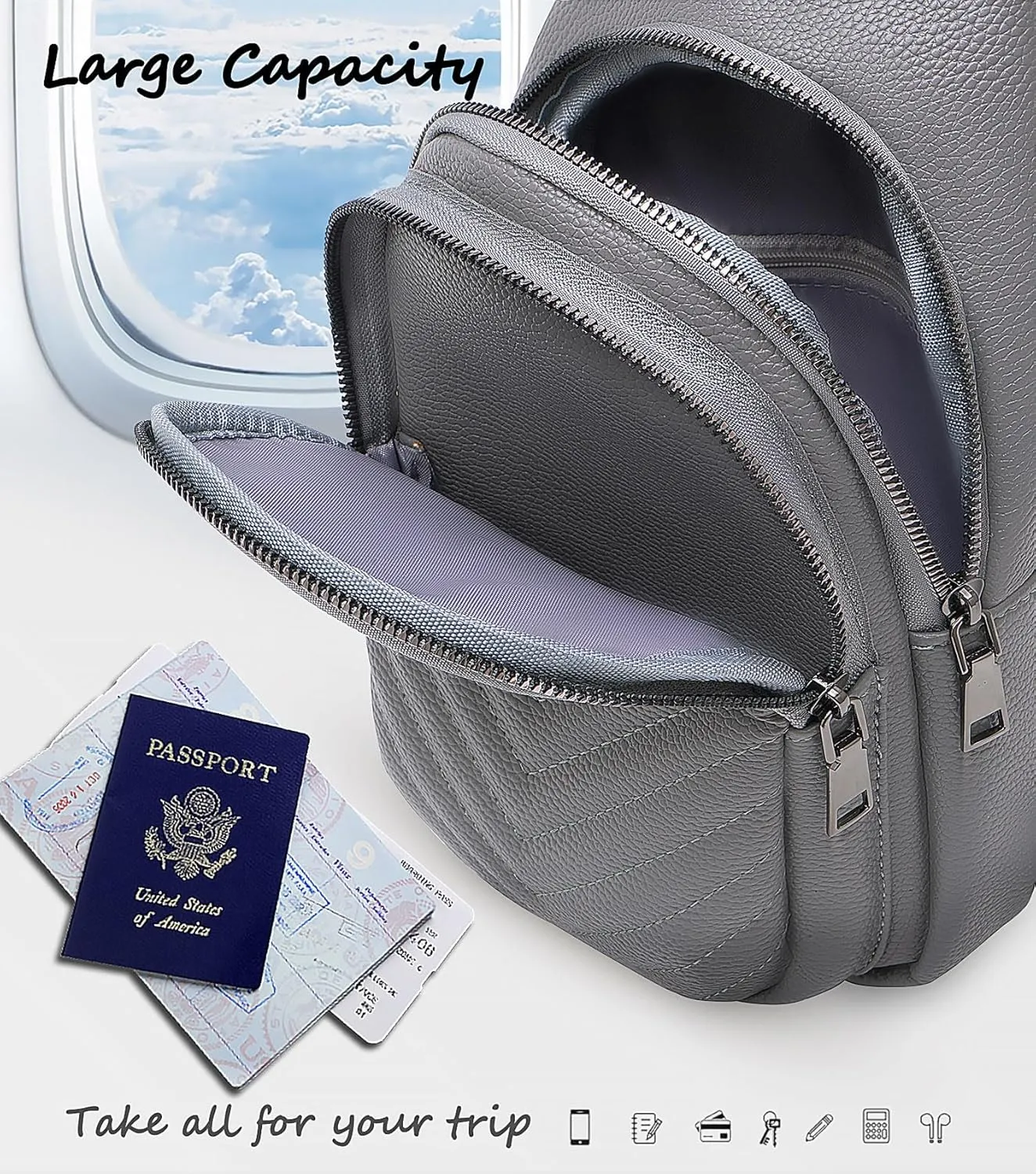 Sling Bag for Women, Leather Crossbody Bag Sling Bag Crossbody Backpack for Travel Sports Running Hiking for Man Woman