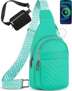 Sling Bag for Women, Leather Crossbody Bag Sling Bag Crossbody Backpack for Travel Sports Running Hiking for Man Woman