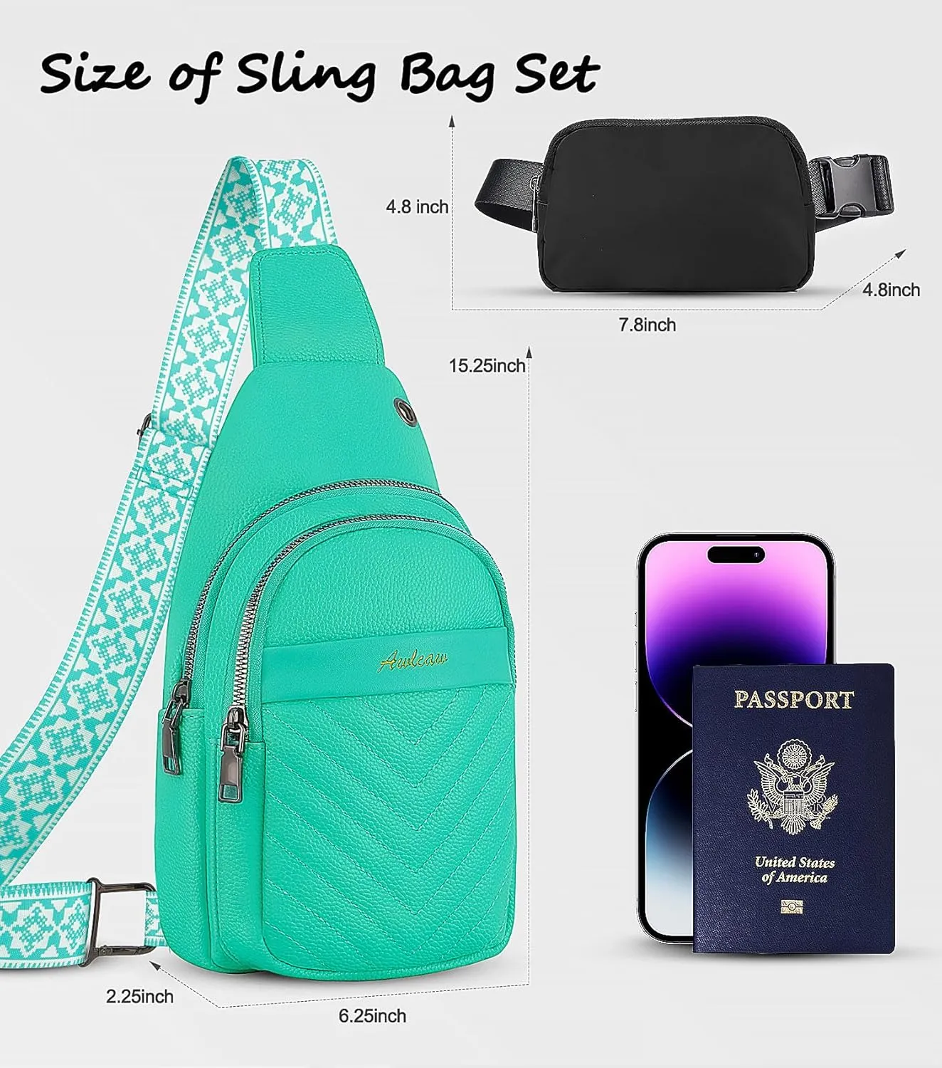 Sling Bag for Women, Leather Crossbody Bag Sling Bag Crossbody Backpack for Travel Sports Running Hiking for Man Woman