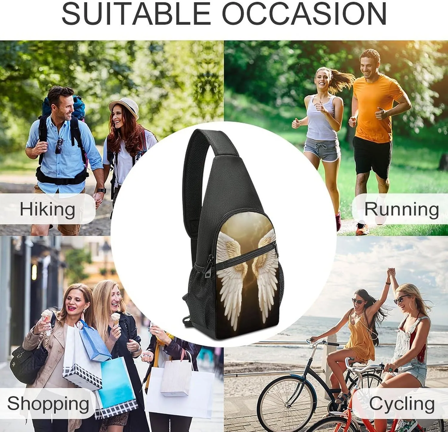 Sling Bag for Women Men Crossbody Bag Chest Bag Adorable Huskies Sling Backpack Fanny Packs Travel Hiking Daypack