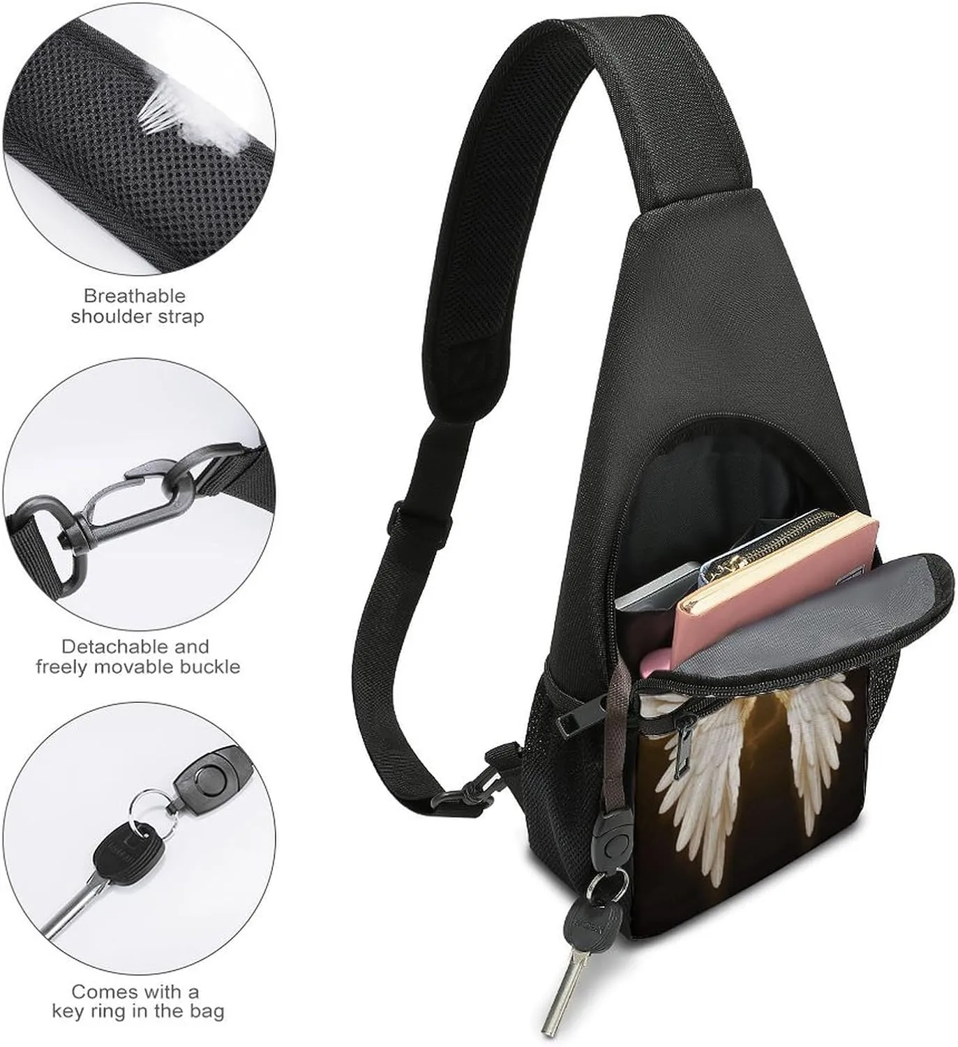 Sling Bag for Women Men Crossbody Bag Chest Bag Adorable Huskies Sling Backpack Fanny Packs Travel Hiking Daypack