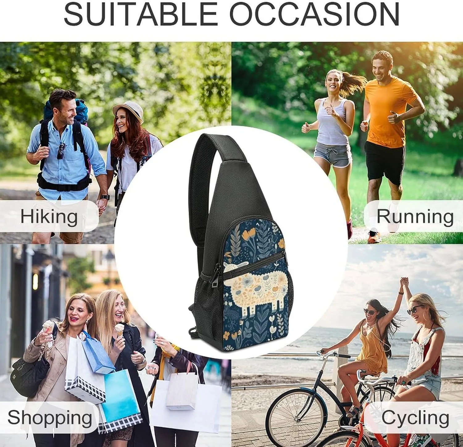 Sling Bag for Women Men Crossbody Bag Chest Bag Saguaros at Sunset Sling Backpack Fanny Packs Travel Hiking Daypack