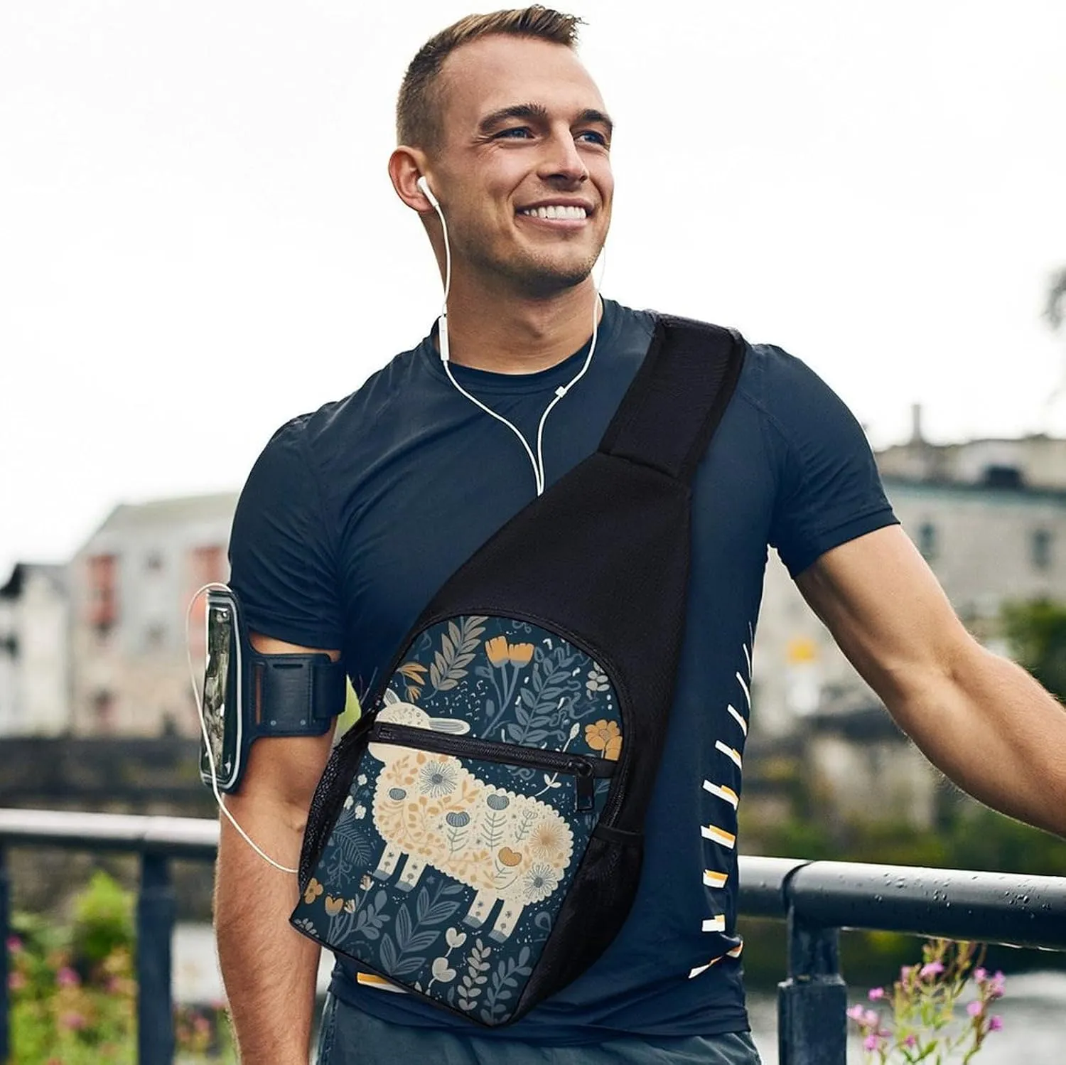 Sling Bag for Women Men Crossbody Bag Chest Bag Saguaros at Sunset Sling Backpack Fanny Packs Travel Hiking Daypack