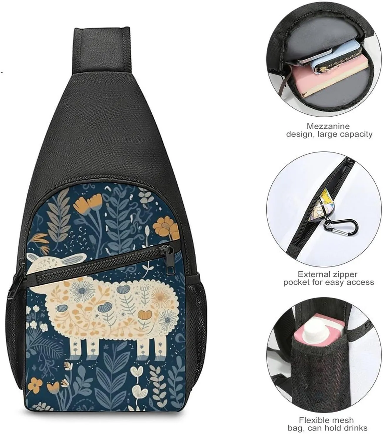 Sling Bag for Women Men Crossbody Bag Chest Bag Saguaros at Sunset Sling Backpack Fanny Packs Travel Hiking Daypack