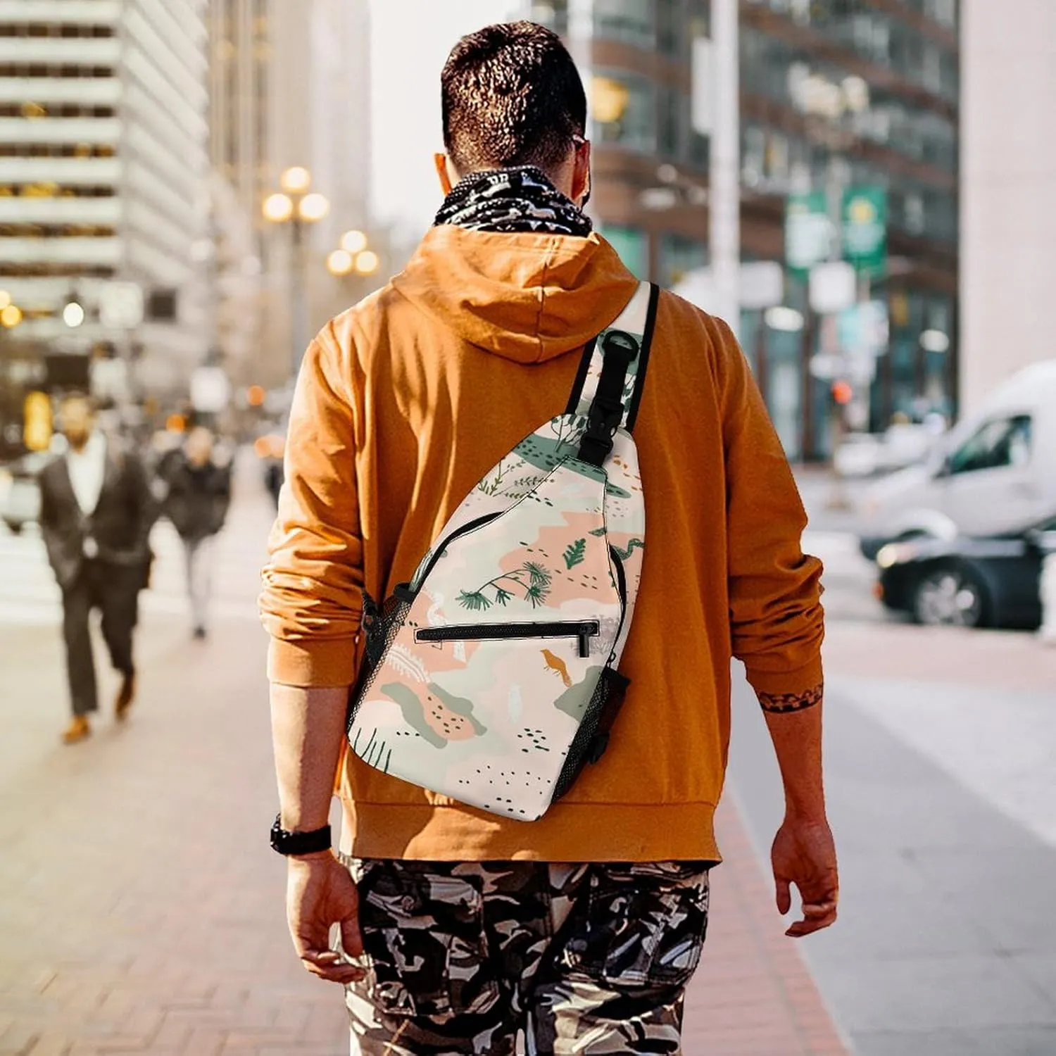 Sling Bags for Women Men Animals And Vegetation Sling Backpack Adjustable Belt Casual Chest Daypack Bum Bags Fanny Pack for Travel Sports Running Hiking Waist Packs