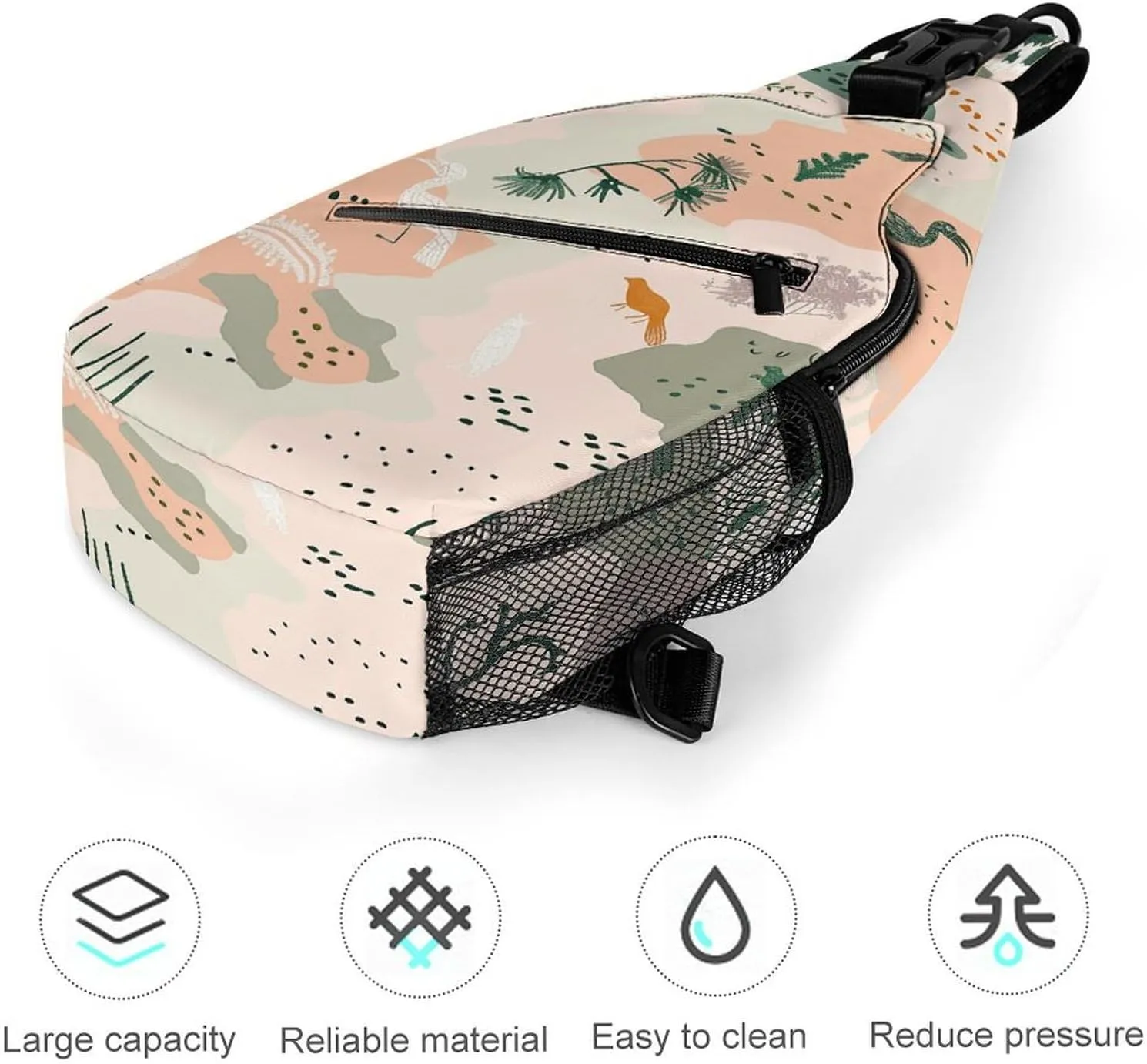 Sling Bags for Women Men Animals And Vegetation Sling Backpack Adjustable Belt Casual Chest Daypack Bum Bags Fanny Pack for Travel Sports Running Hiking Waist Packs