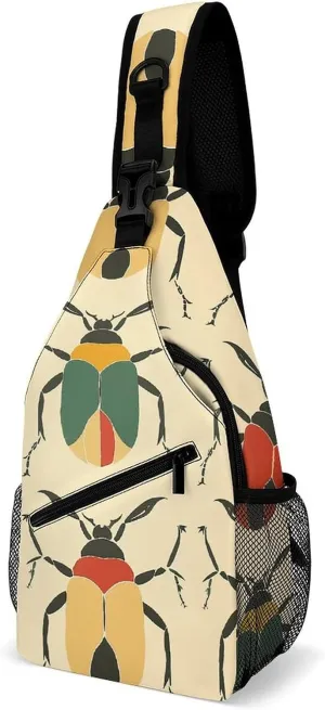 Sling Bags for Women Men Beetle Shape Pattern Sling Backpack Adjustable Belt Casual Chest Daypack Bum Bags Fanny Pack for Travel Sports Running Hiking Waist Packs, 38x20cm, style-2