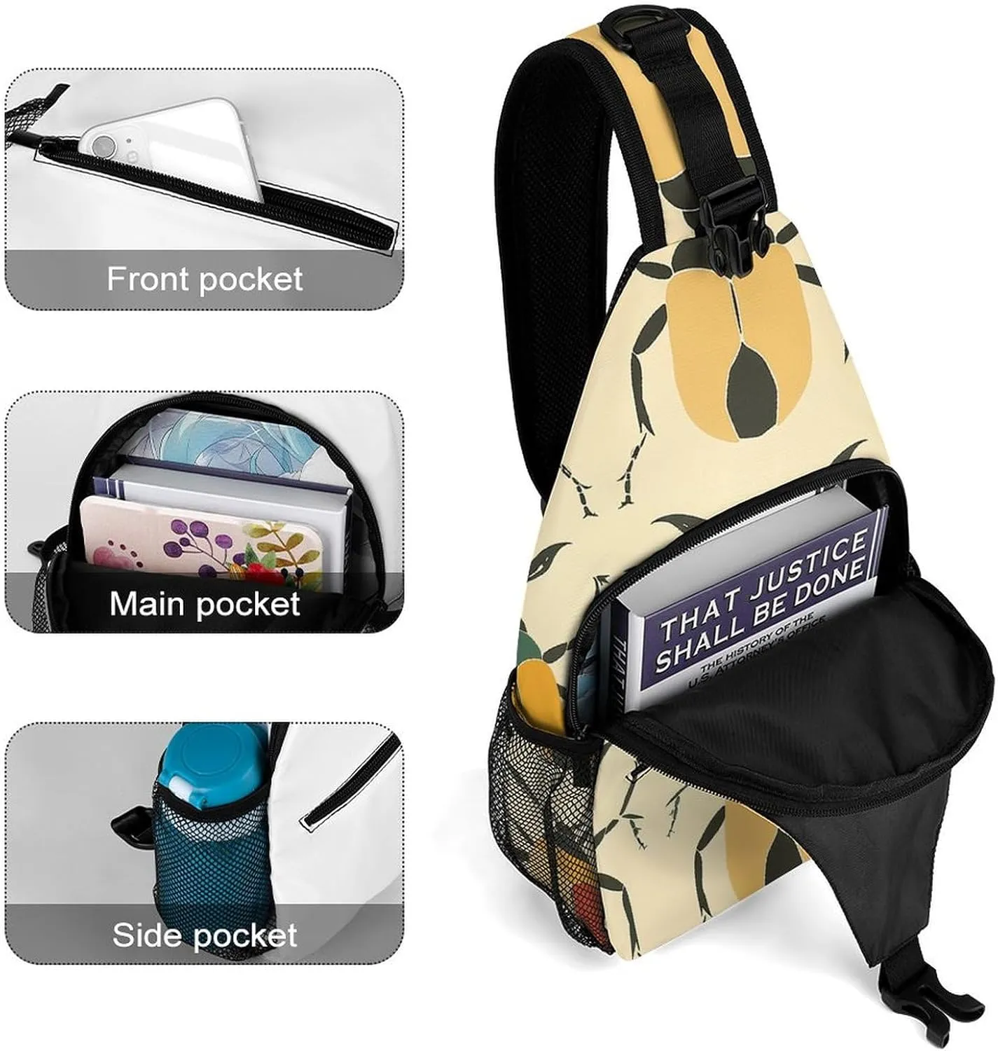 Sling Bags for Women Men Beetle Shape Pattern Sling Backpack Adjustable Belt Casual Chest Daypack Bum Bags Fanny Pack for Travel Sports Running Hiking Waist Packs, 38x20cm, style-2