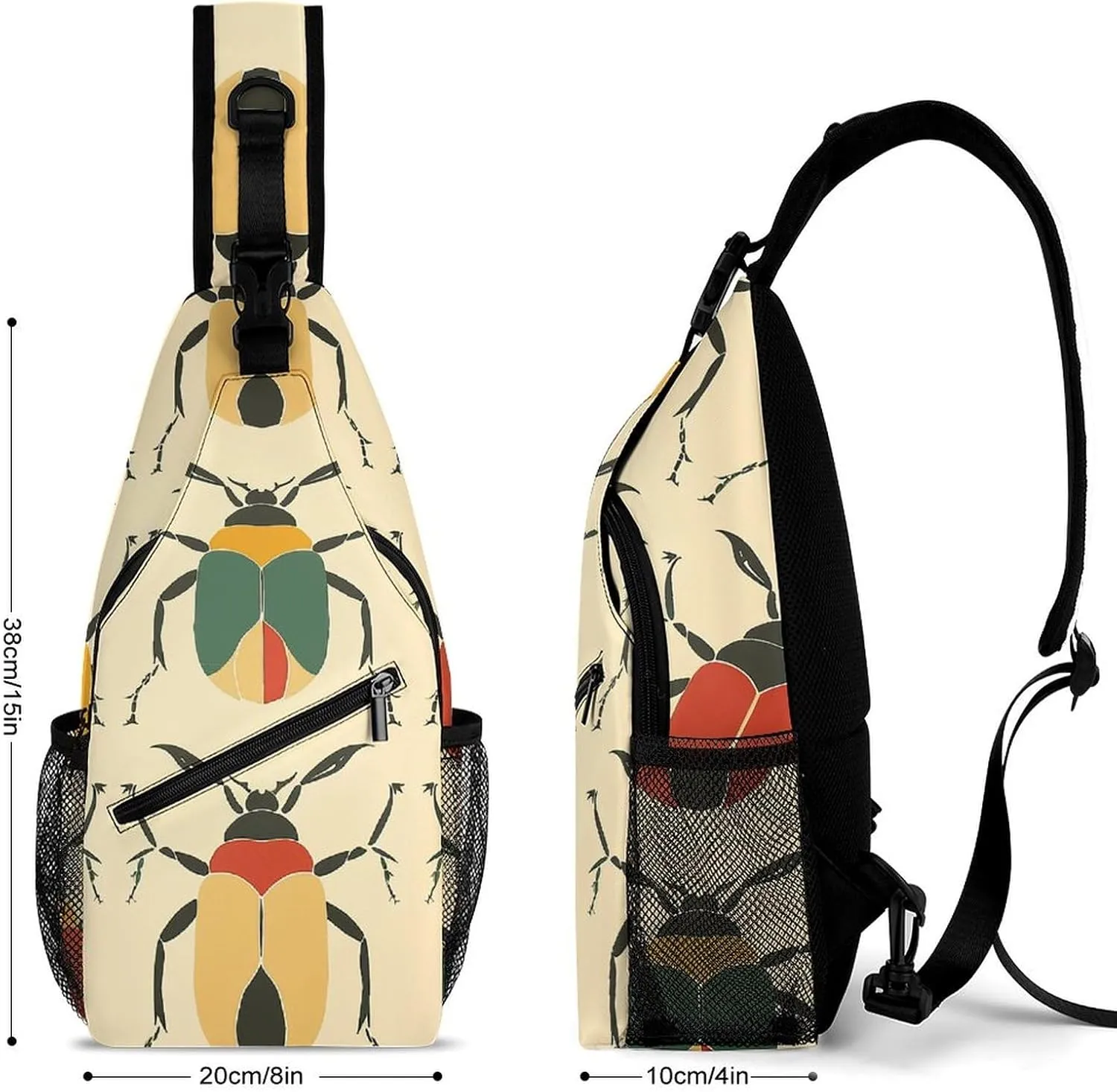 Sling Bags for Women Men Beetle Shape Pattern Sling Backpack Adjustable Belt Casual Chest Daypack Bum Bags Fanny Pack for Travel Sports Running Hiking Waist Packs, 38x20cm, style-2