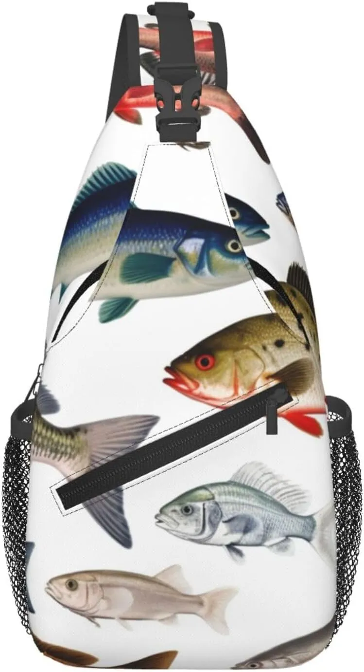 Sling Bags for Women Men Different Fish Sling Backpack Adjustable Belt Bum Bags Fanny Pack for Travel Sports Running Hiking Waist Packs