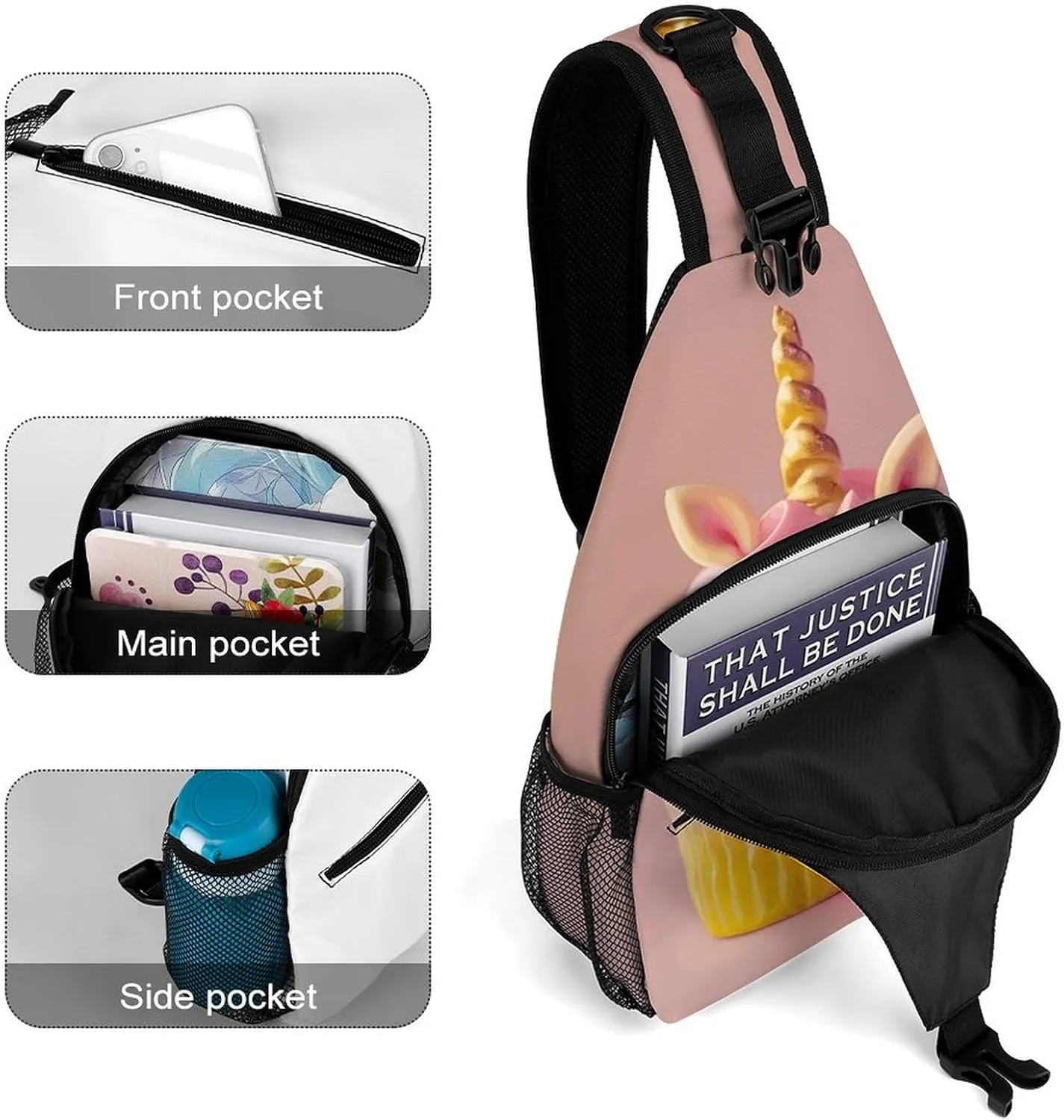 Sling Bags for Women Men Ombre Magic Horse Cake Sling Backpack Adjustable Belt Casual Chest Daypack Bum Bags Fanny Pack for Travel Sports Running Hiking Waist Packs