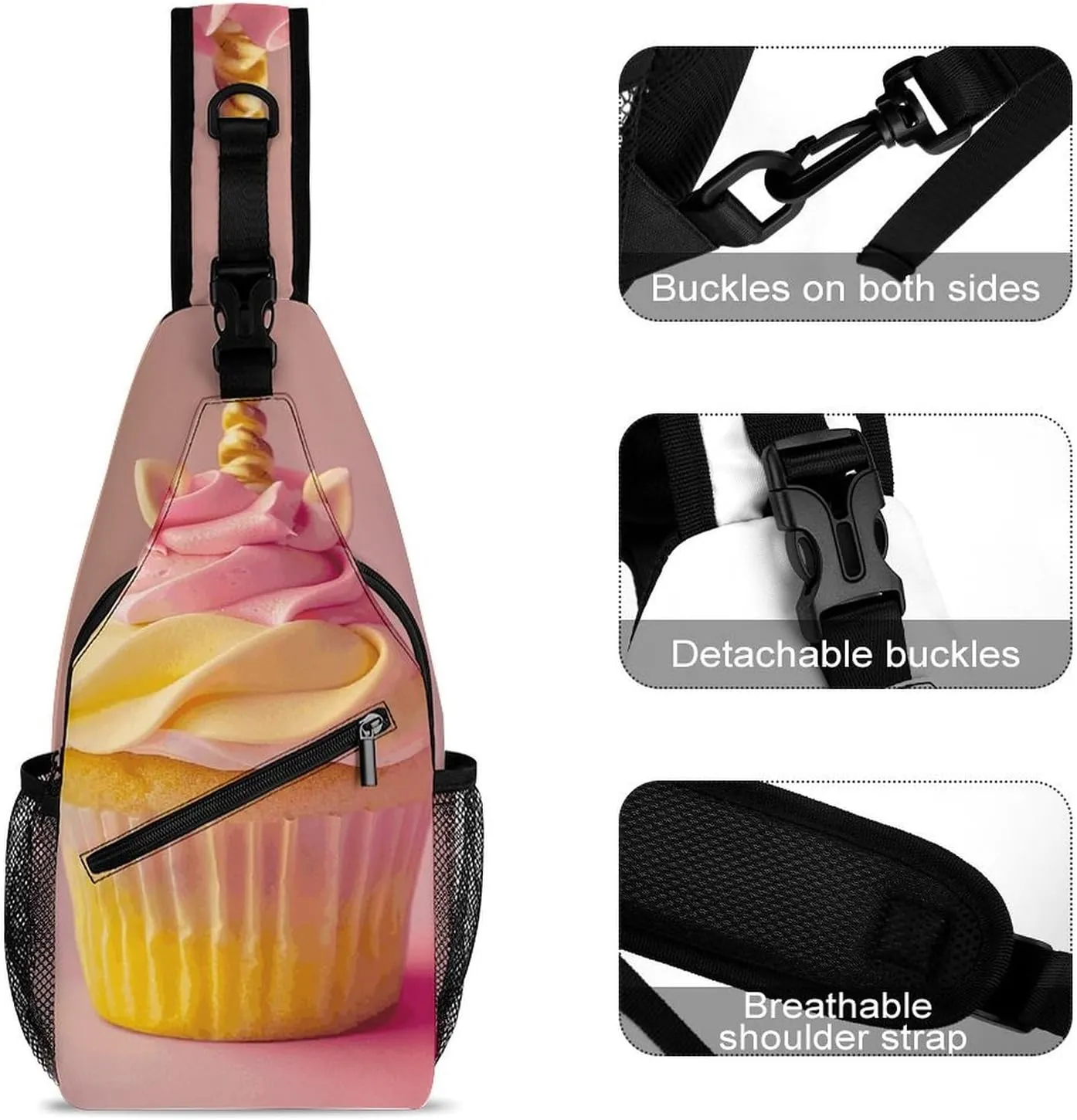 Sling Bags for Women Men Ombre Magic Horse Cake Sling Backpack Adjustable Belt Casual Chest Daypack Bum Bags Fanny Pack for Travel Sports Running Hiking Waist Packs