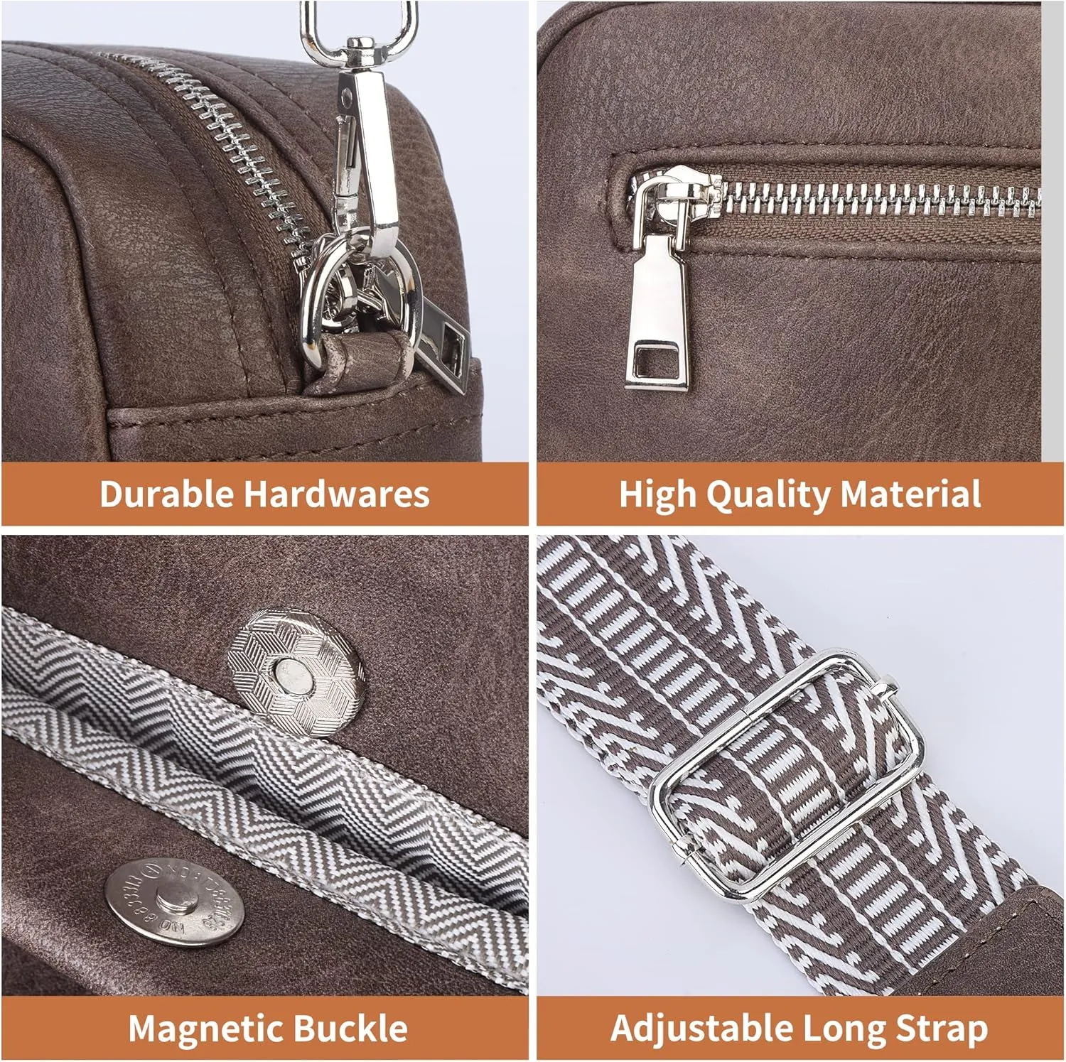 Small Crossbody Bag with Wide Guitar Strap Camera Purse Shoulder Handbag Satchel