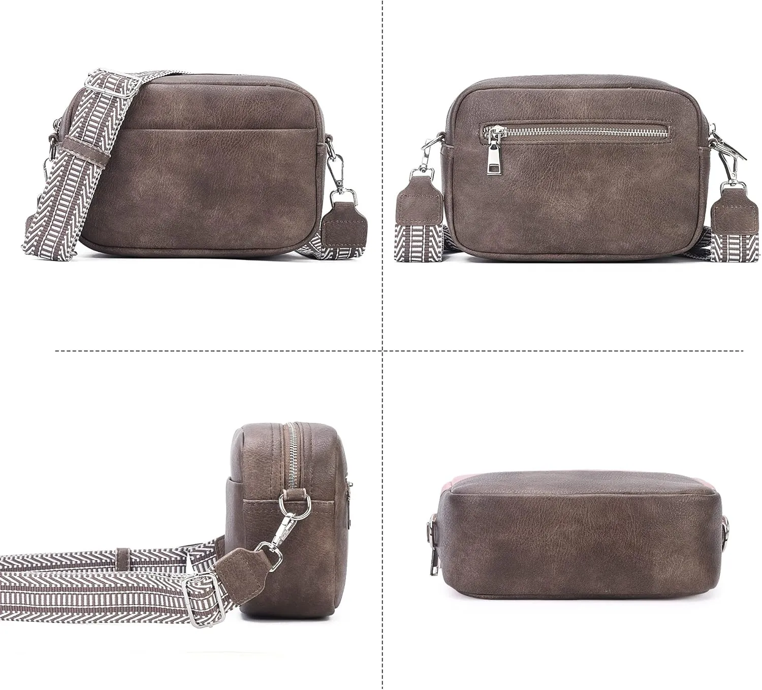 Small Crossbody Bag with Wide Guitar Strap Camera Purse Shoulder Handbag Satchel