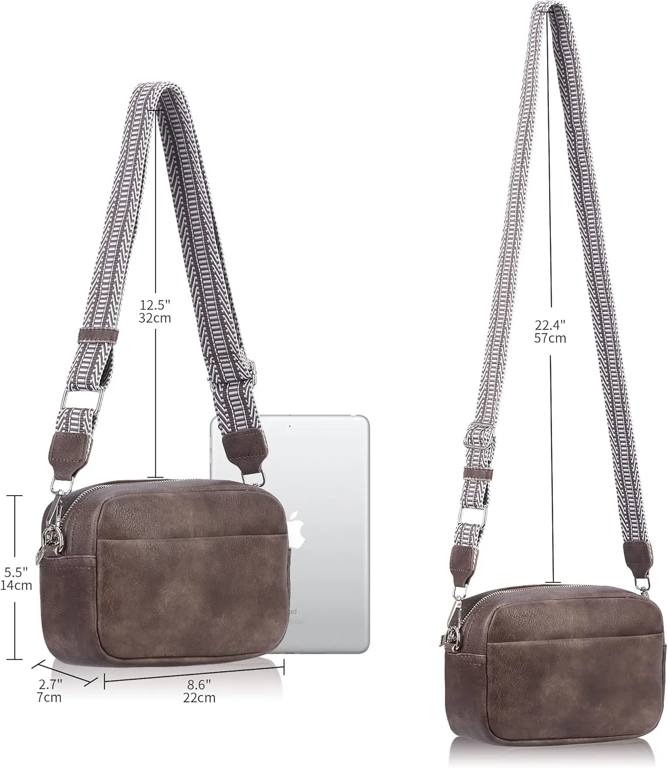 Small Crossbody Bag with Wide Guitar Strap Camera Purse Shoulder Handbag Satchel