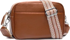 Small Crossbody Bags for Women Genuine Leather, Guitar Strap Shoulder Handbag Purse Camera Bag with Rfid Card Slots