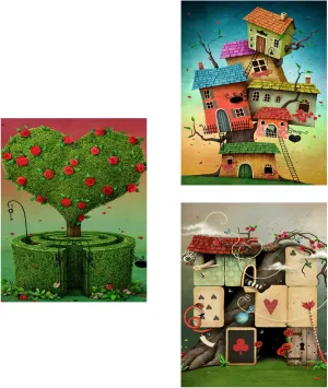 Small Jigsaw Puzzles for Adults Challenging Puzzle Small Puzzles Mini Jigsaw Puzzles for Teens 150 Pieces Micro Tiny Puzzels Tree Heart Maze Landscape Scenery Travel Puzzles 6 x 4 inch 3 Packs