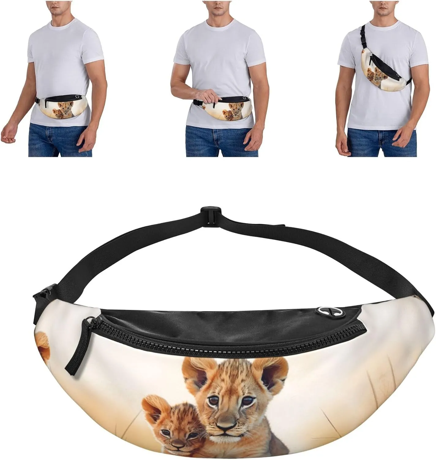Small lion Fanny Pack for Man Women Waist Bag Adjustable Belt Casual Chest Bag Bum Bags for Travel Sports Running Hiking Waist Packs