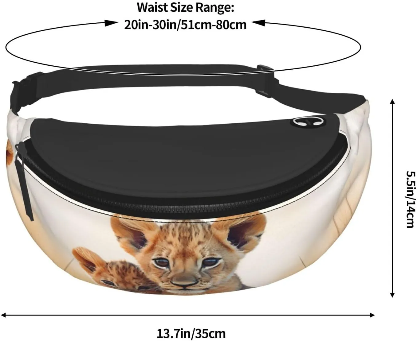 Small lion Fanny Pack for Man Women Waist Bag Adjustable Belt Casual Chest Bag Bum Bags for Travel Sports Running Hiking Waist Packs
