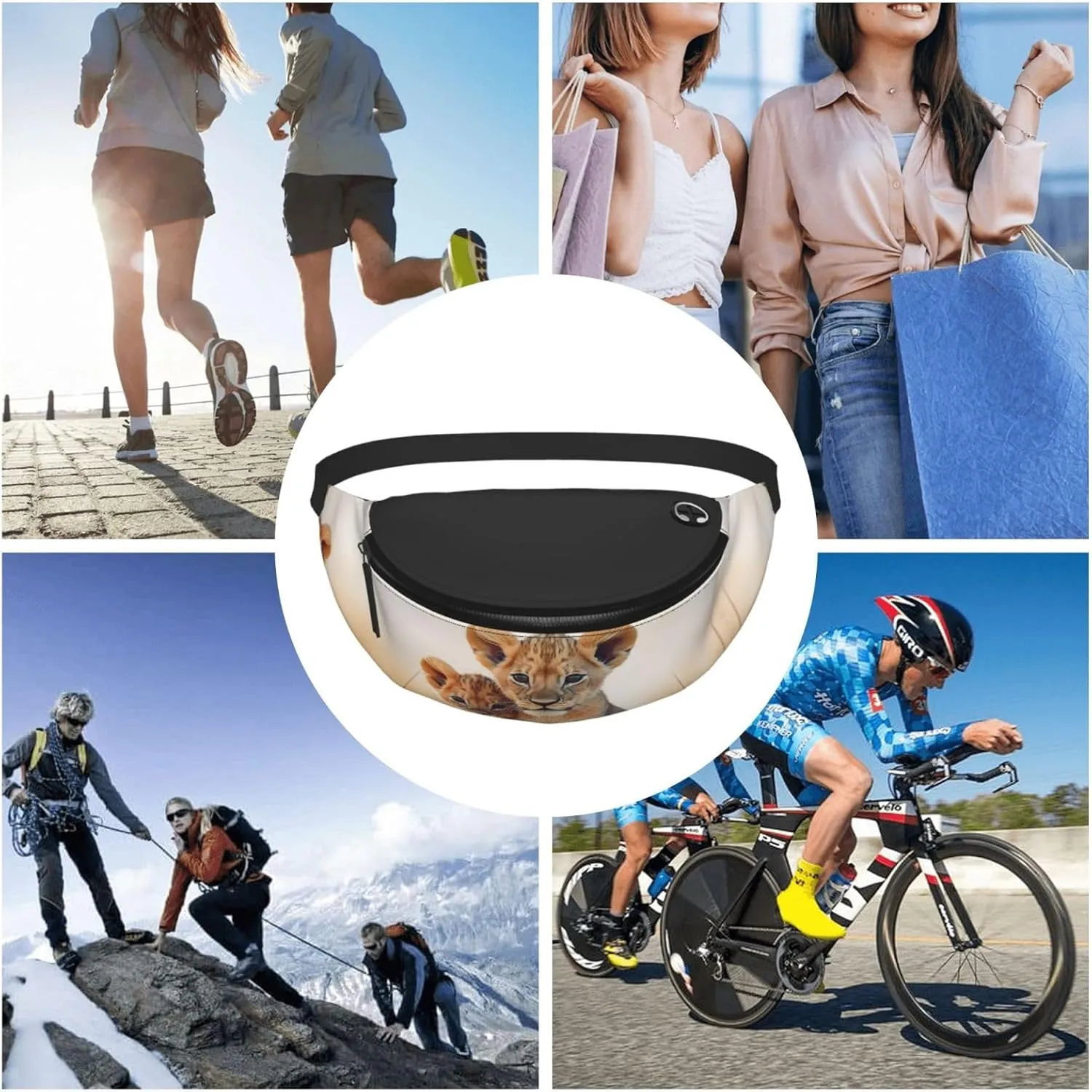 Small lion Fanny Pack for Man Women Waist Bag Adjustable Belt Casual Chest Bag Bum Bags for Travel Sports Running Hiking Waist Packs