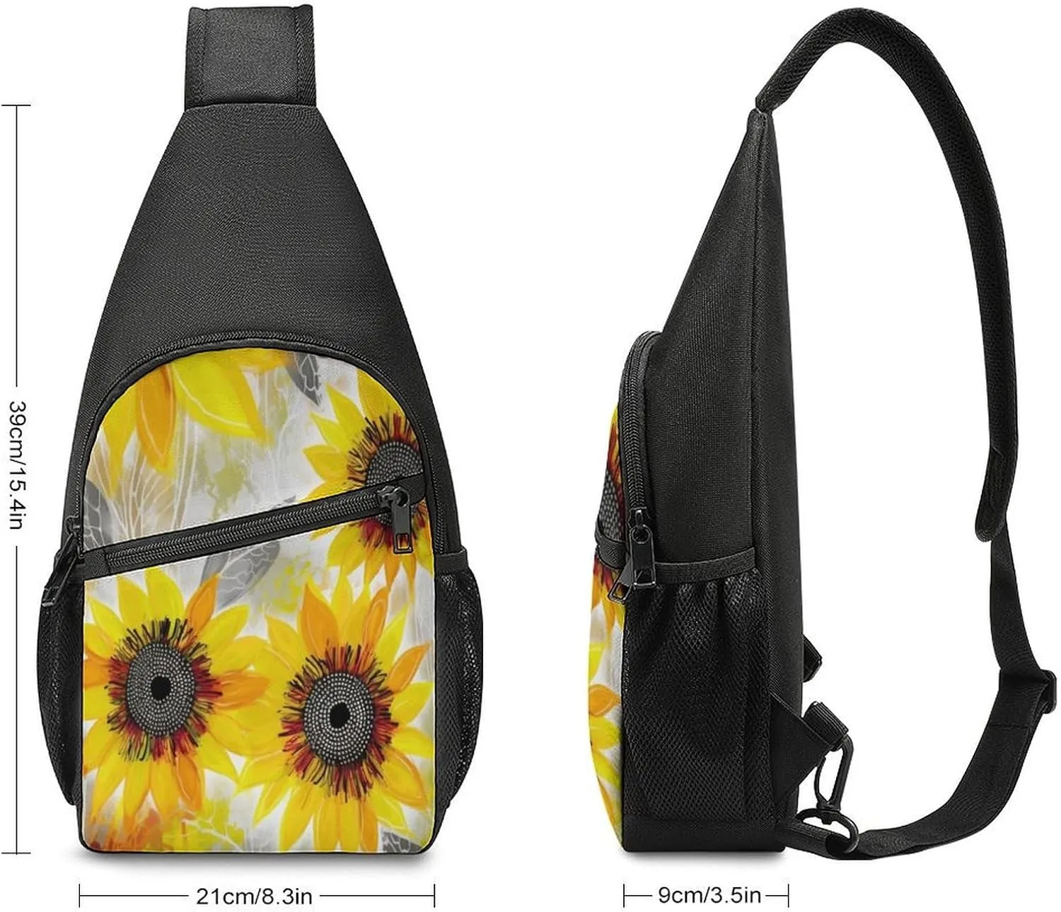 Small Sling Chest Bag Crossbody Bag for Men Women,Abstract Sunflowers Lightweight Gym Daypack for Travel Cycling Hiking
