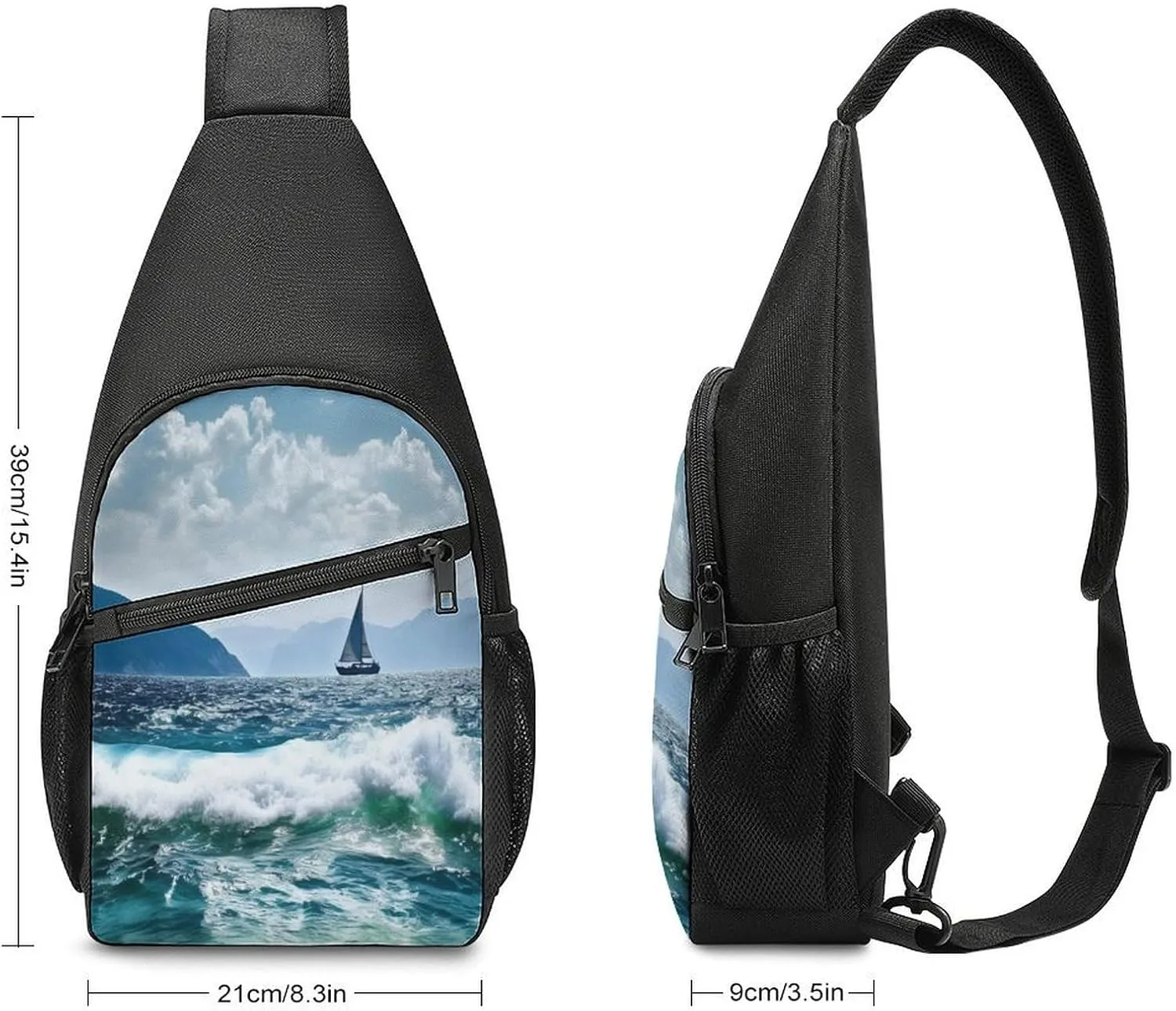 Small Sling Chest Bag Crossbody Bag for Men Women,Beautiful Sea Lightweight Gym Daypack for Travel Cycling Hiking