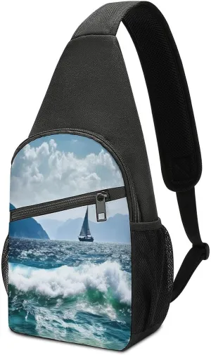 Small Sling Chest Bag Crossbody Bag for Men Women,Beautiful Sea Lightweight Gym Daypack for Travel Cycling Hiking