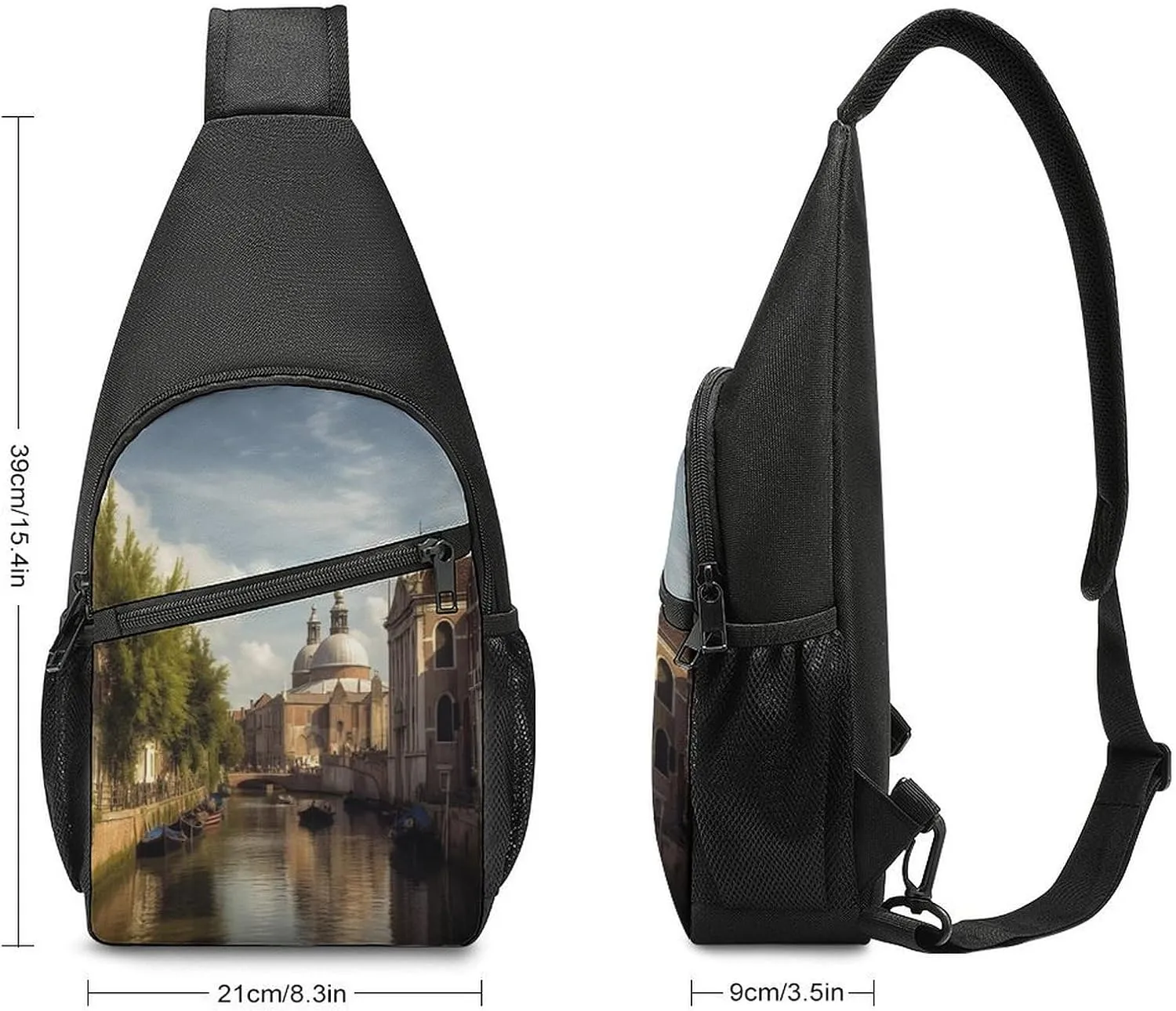 Small Sling Chest Bag Crossbody Bag for Men Women,Canal And Church Lightweight Gym Daypack for Travel Cycling Hiking