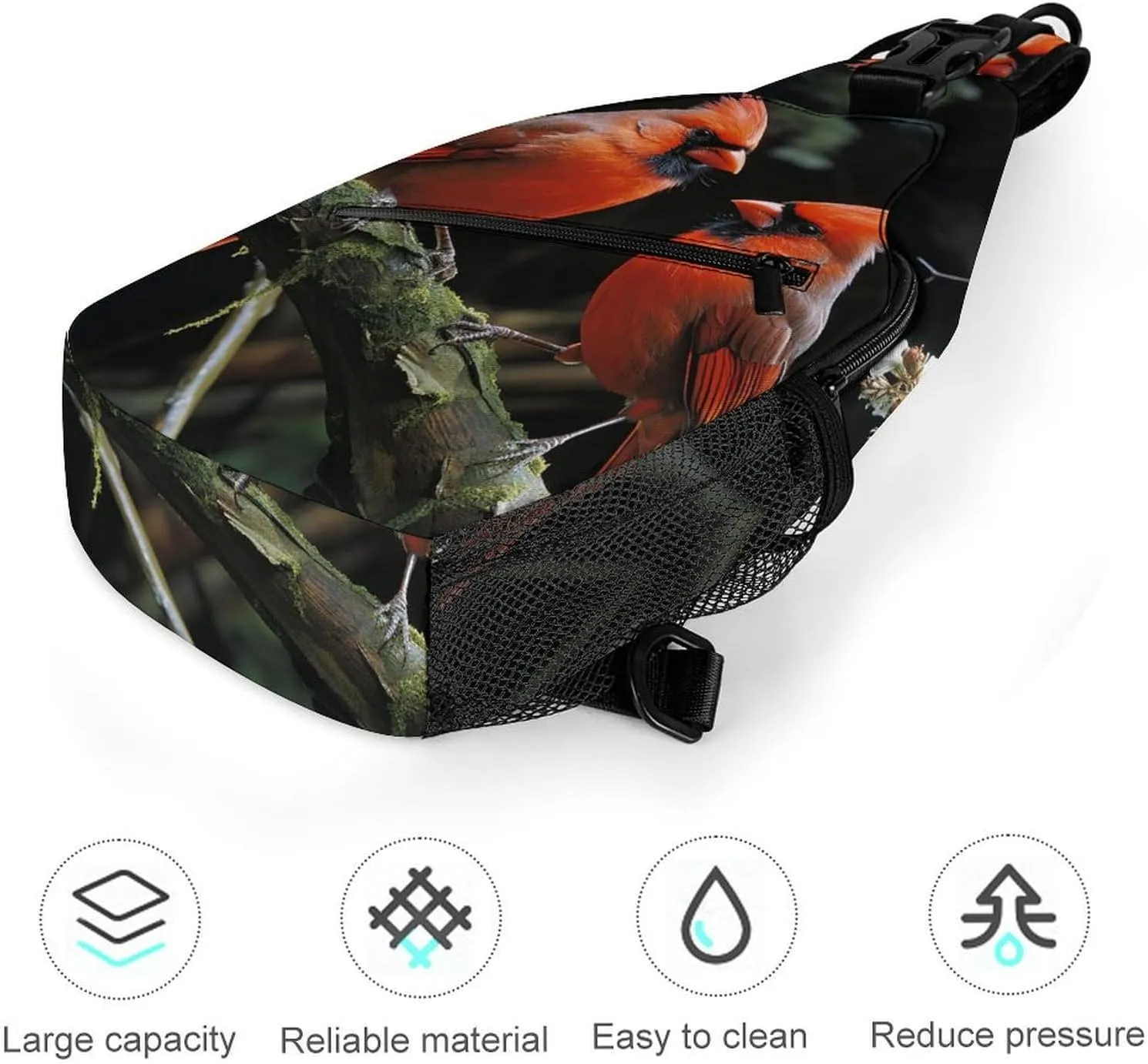 Small Sling Chest Bag Crossbody Bag for Men Women,Cardinals Birds Fauna Wild Lightweight Gym Daypack for Travel Cycling Hiking