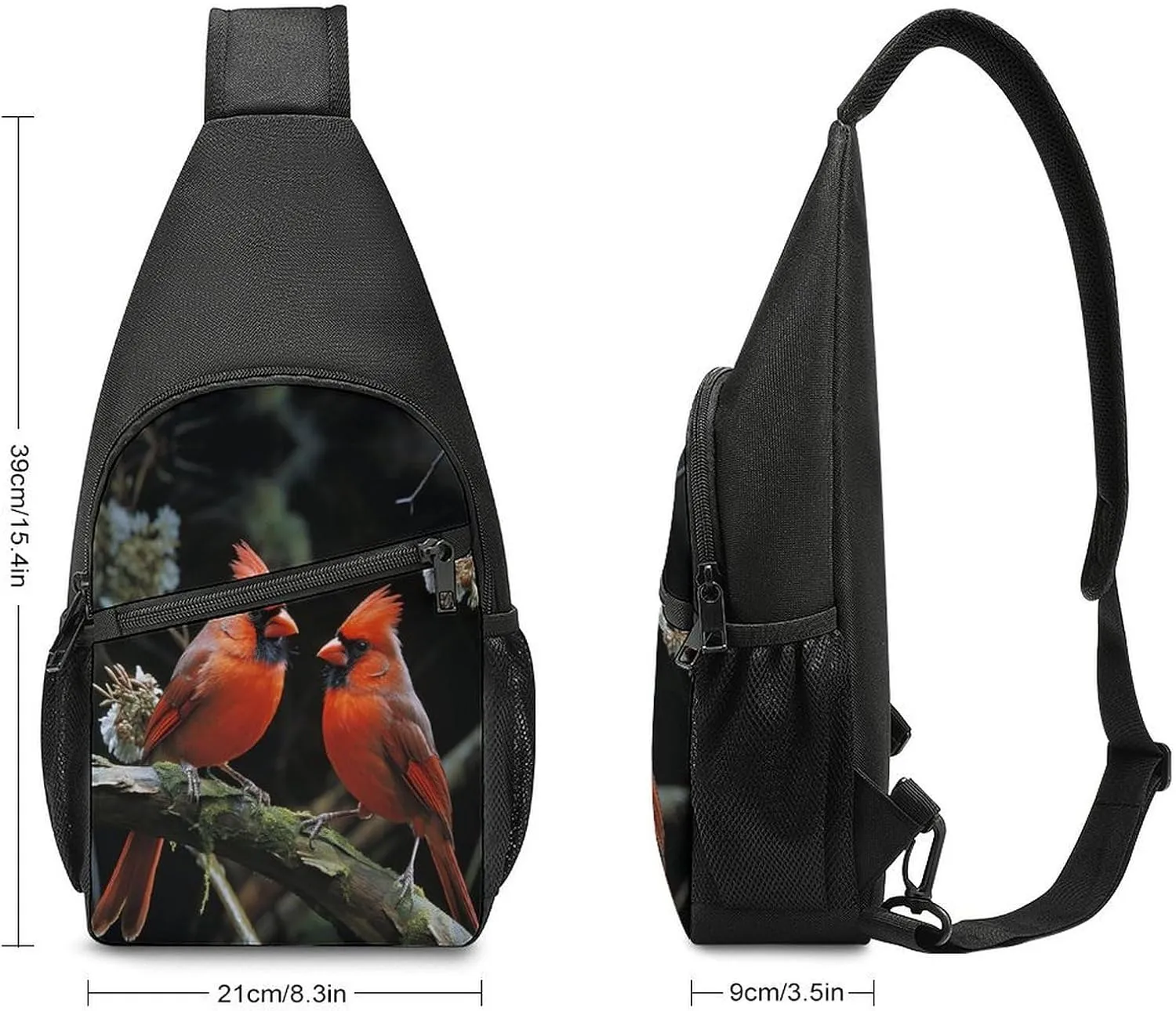Small Sling Chest Bag Crossbody Bag for Men Women,Cardinals Birds Fauna Wild Lightweight Gym Daypack for Travel Cycling Hiking