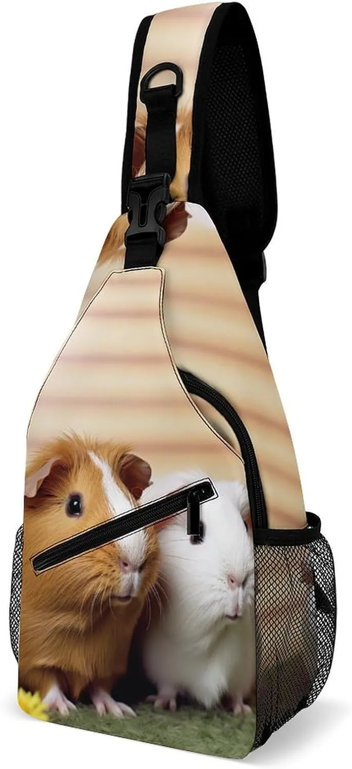 Small Sling Chest Bag Crossbody Bag for Men Women,Cute Guinea Pig Lightweight Gym Daypack for Travel Cycling Hiking