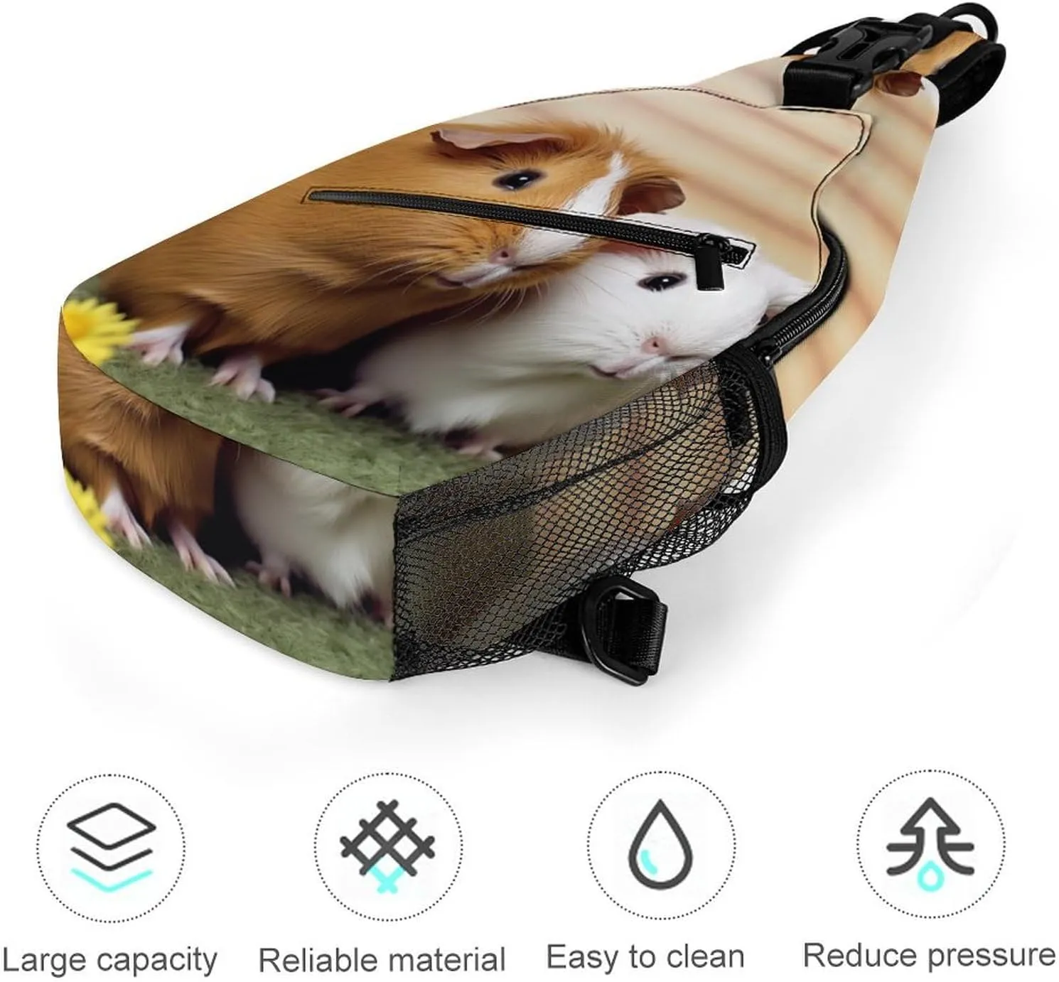 Small Sling Chest Bag Crossbody Bag for Men Women,Cute Guinea Pig Lightweight Gym Daypack for Travel Cycling Hiking