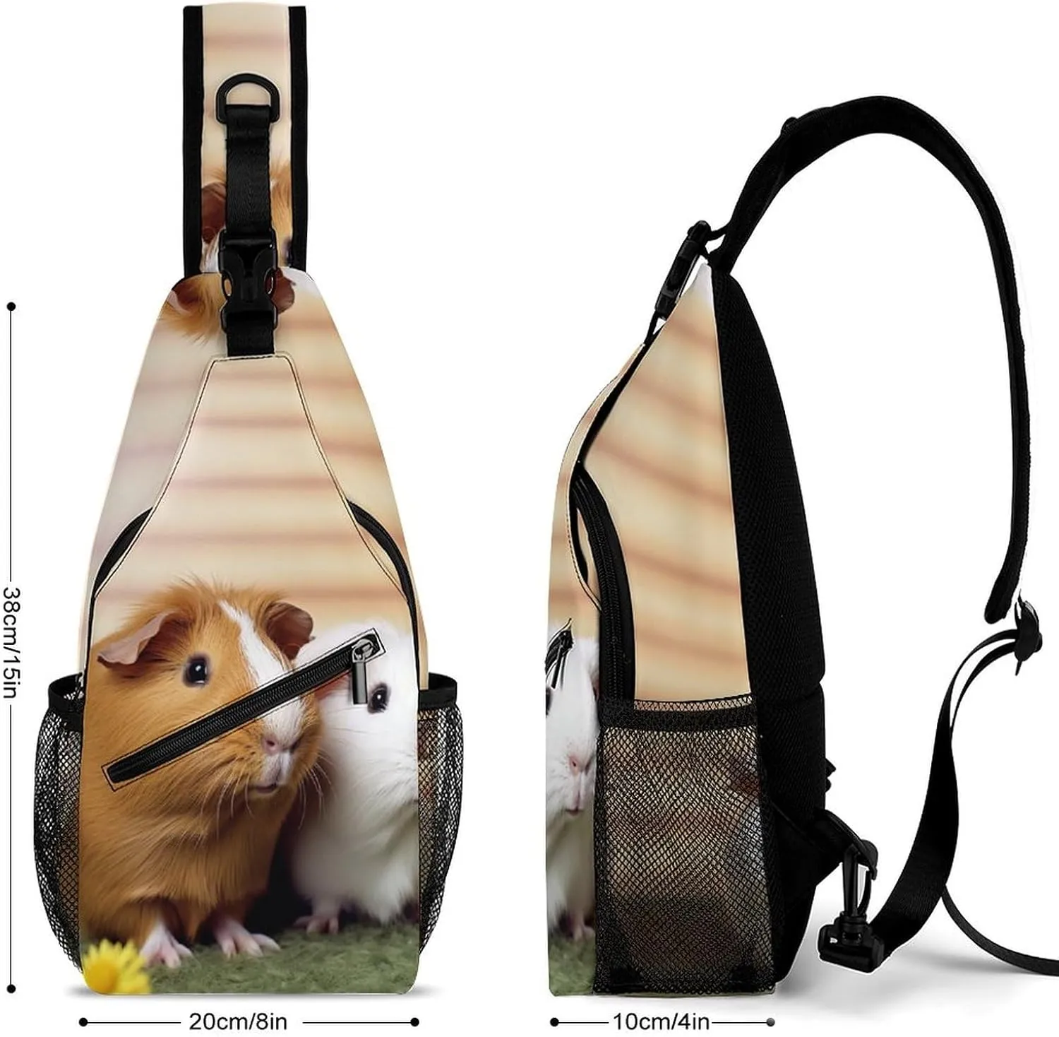 Small Sling Chest Bag Crossbody Bag for Men Women,Cute Guinea Pig Lightweight Gym Daypack for Travel Cycling Hiking