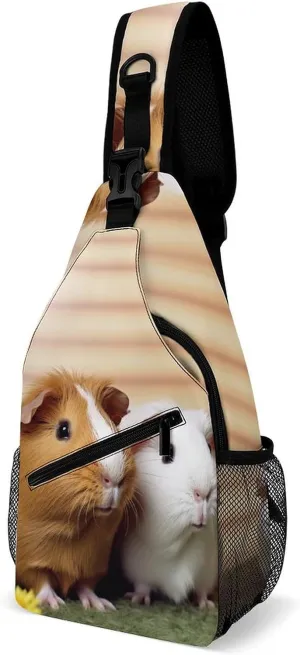 Small Sling Chest Bag Crossbody Bag for Men Women,Cute Guinea Pig Lightweight Gym Daypack for Travel Cycling Hiking