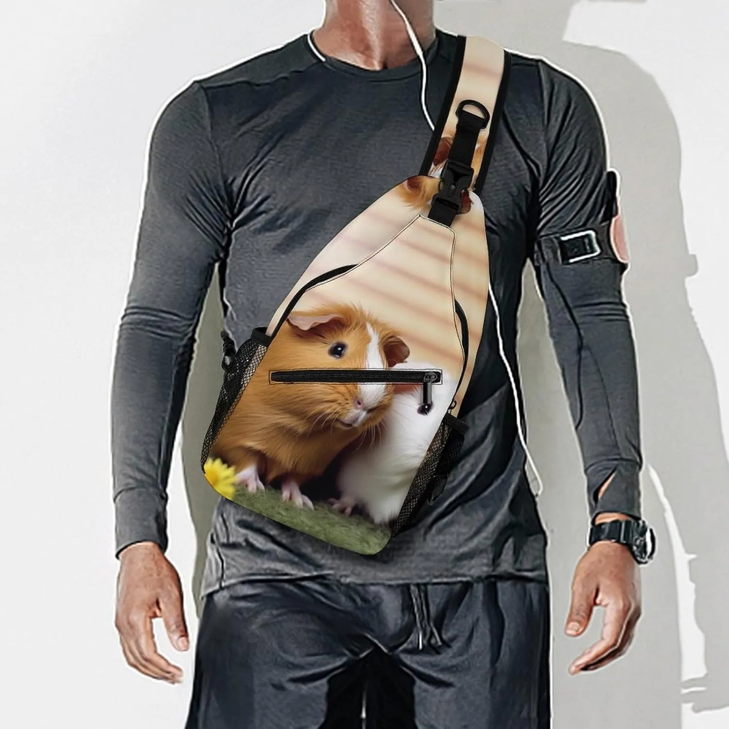 Small Sling Chest Bag Crossbody Bag for Men Women,Cute Guinea Pig Lightweight Gym Daypack for Travel Cycling Hiking