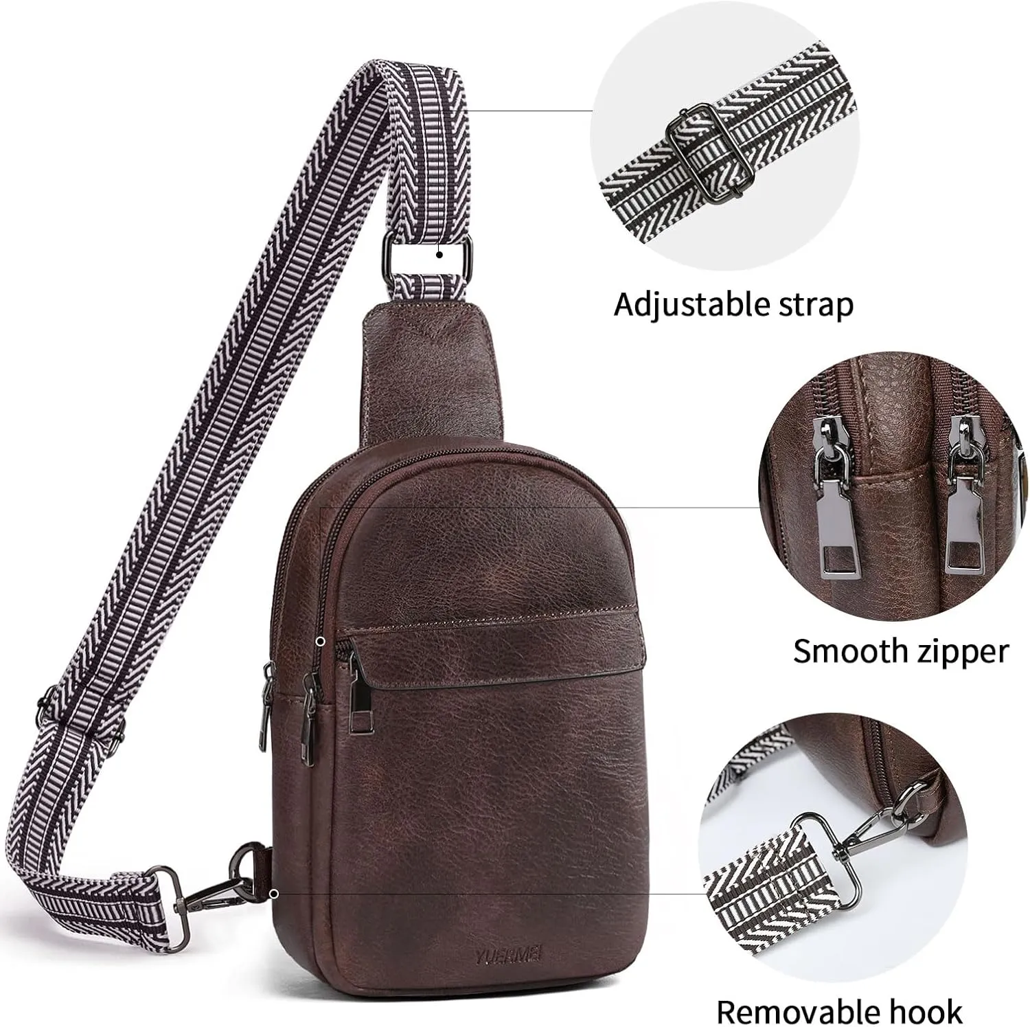 Small Sling Crossbody Bag for Women Trendy,Soft Vegan Leather Cross body Bag Purse Fanny Packs Chest Bag for Traveling